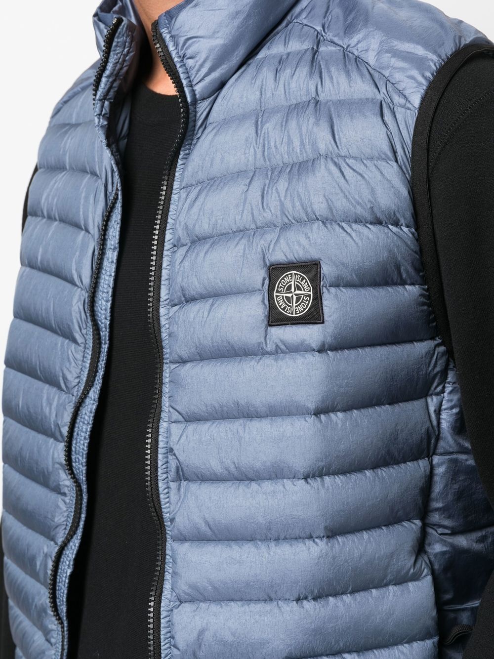 logo patch puffer vest - 5