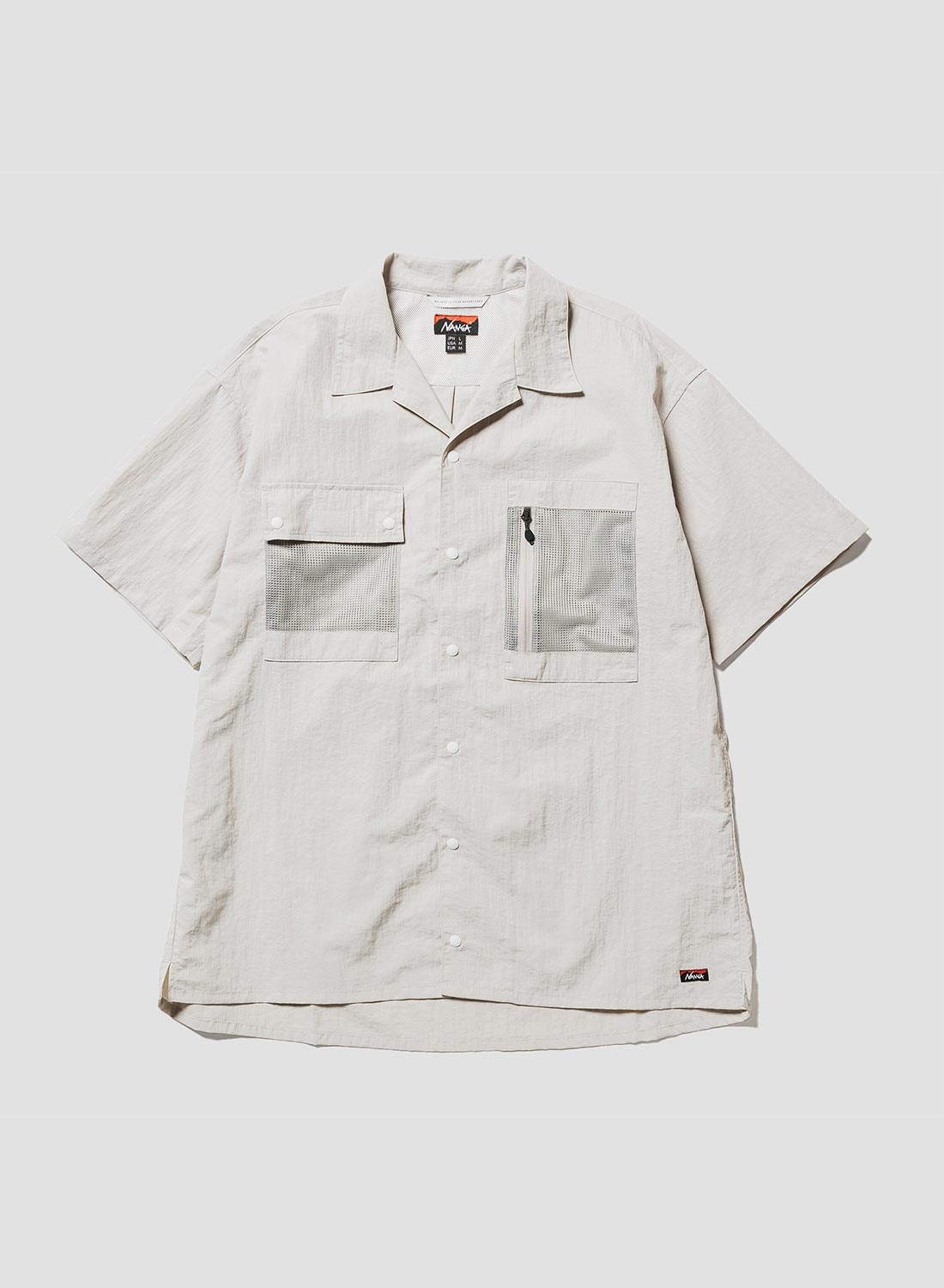 Nanga Nylon Tusser Open Collar Shirt in Ivory - 1