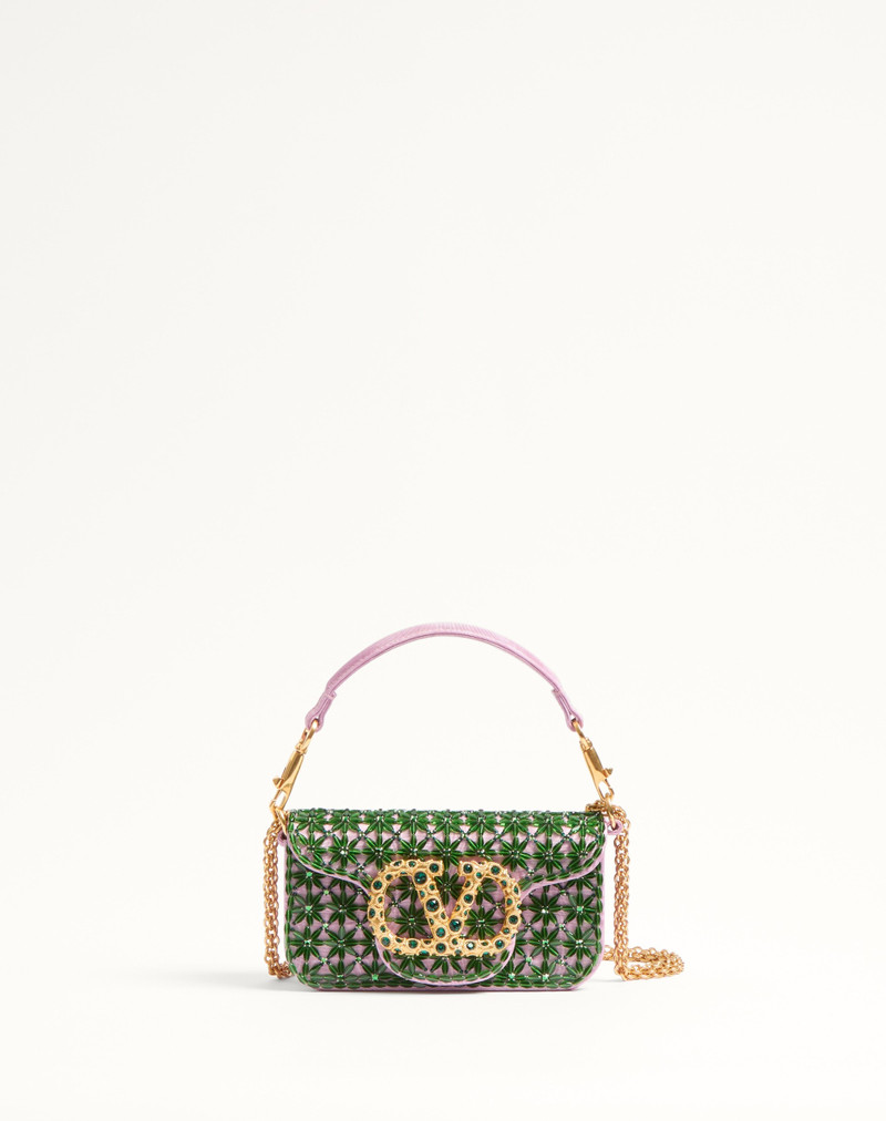 VALENTINO GARAVANI LOCÒ SMALL SHOULDER BAG EMBROIDERED WITH JEWEL LOGO 1