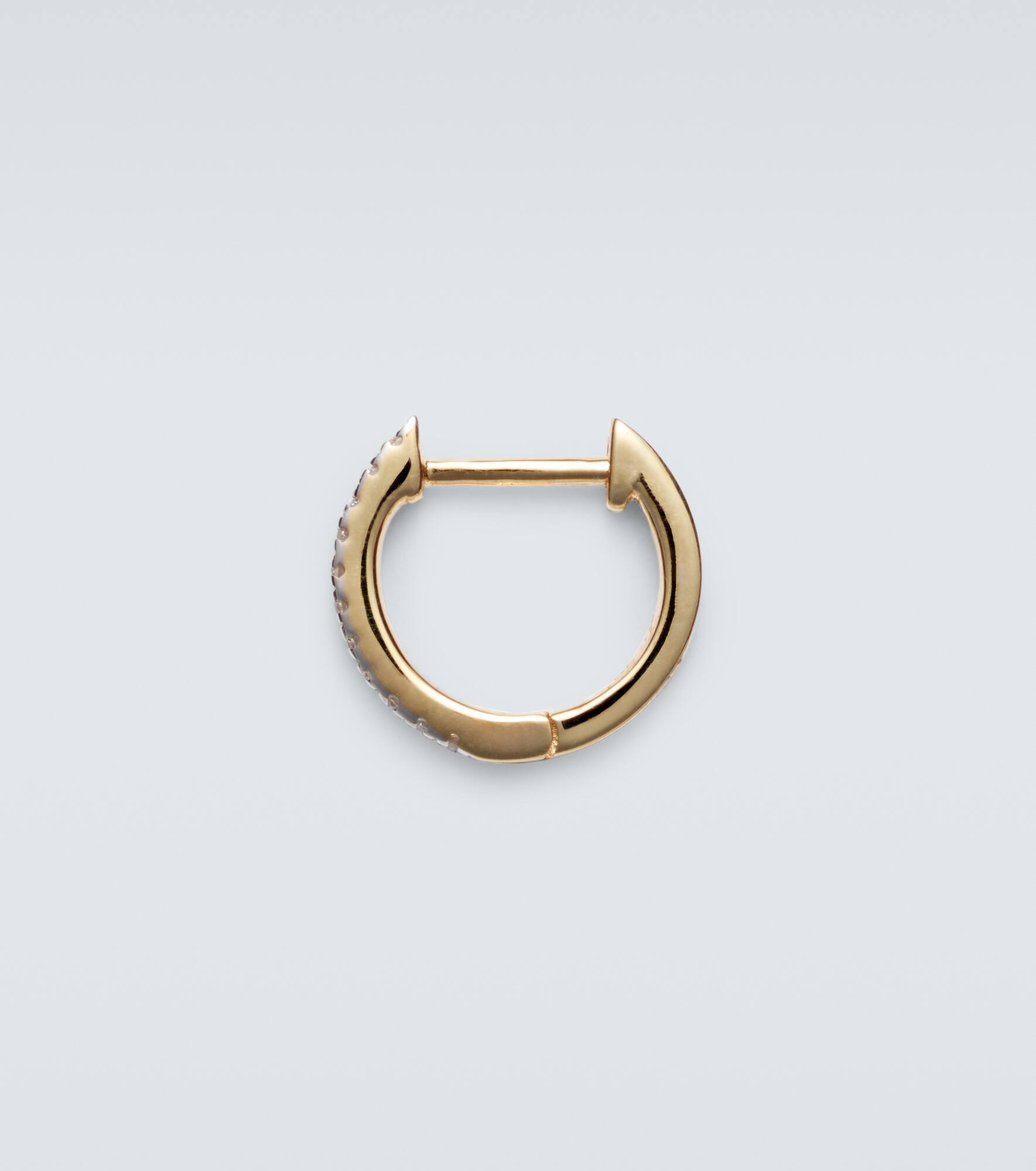 14kt gold single hoop earring with diamonds - 4