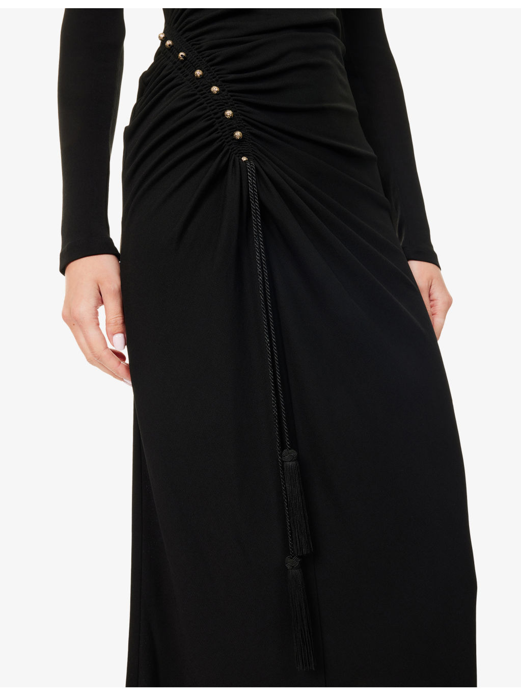 Zip-Front Bodycon Woven Midi Dress - 5