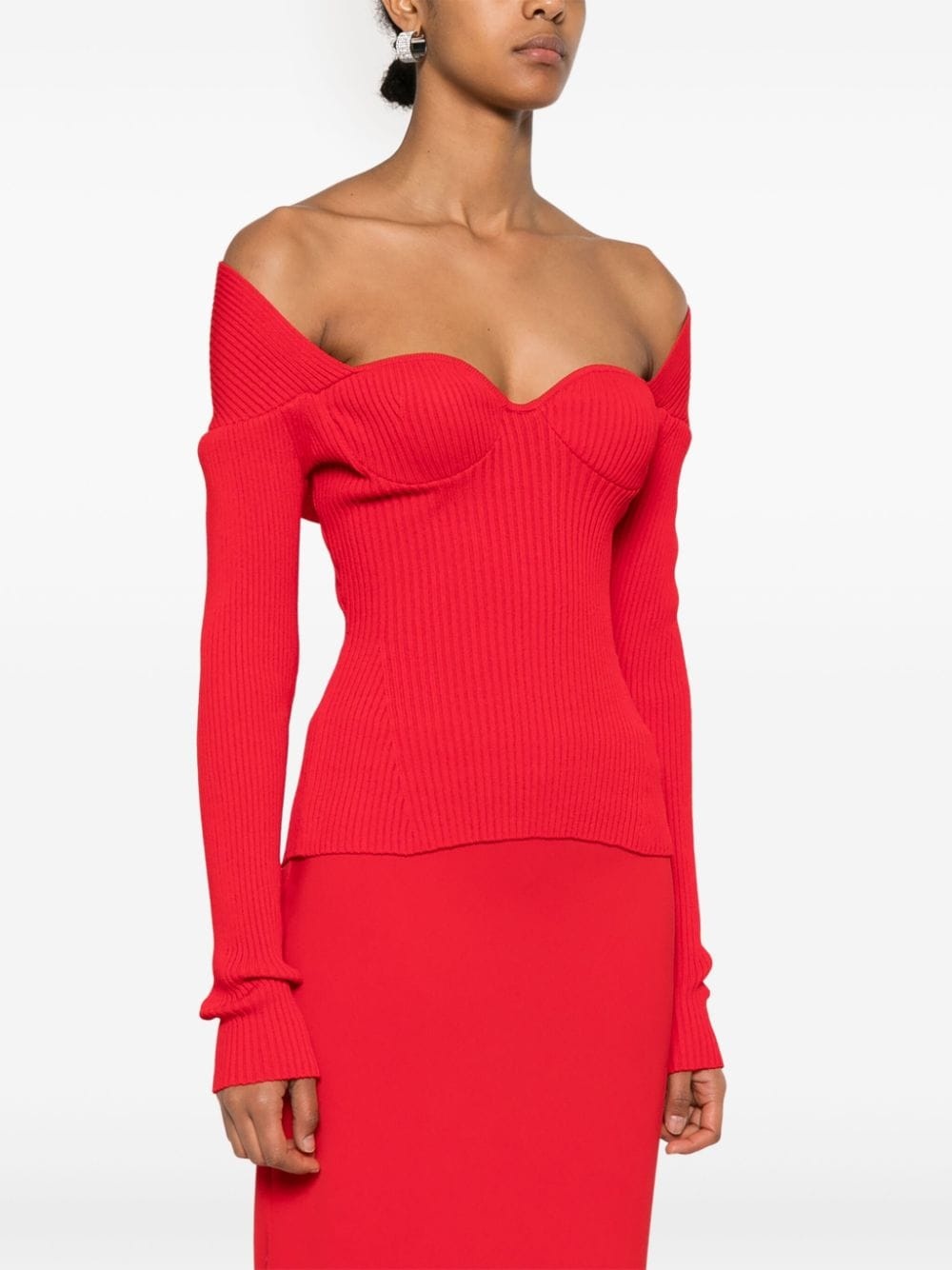 ribbed-knit bustier top - 3