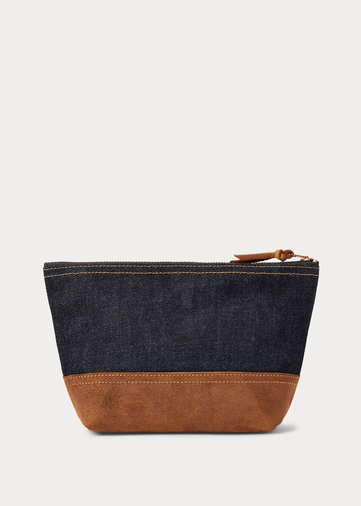 Suede-Trim Denim Pouch - 3