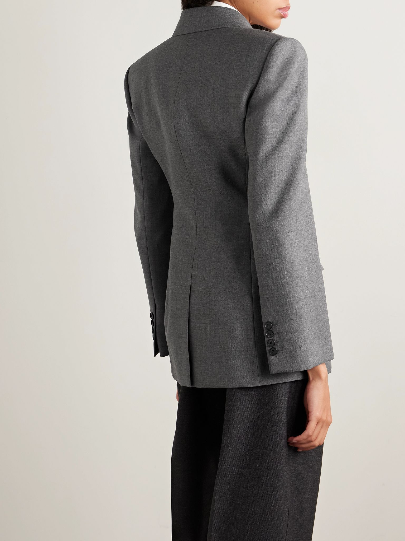 Double-breasted wool-twill blazer Gray - 4
