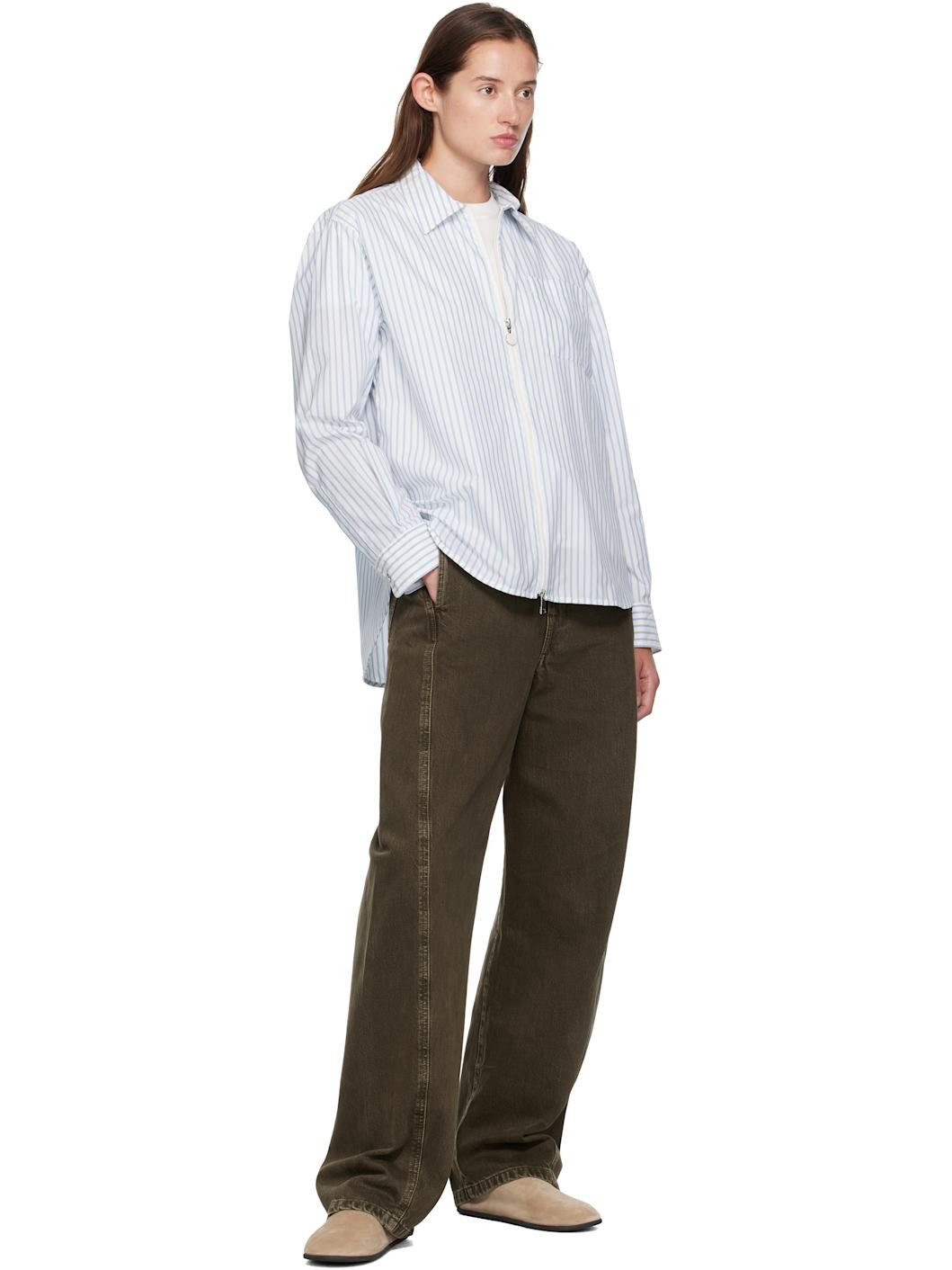 White & Blue Striped Shirt - 5