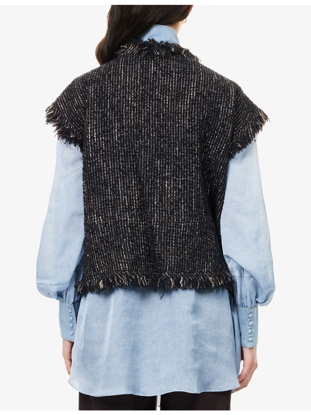 Fringed Sleeveless Wool-Blend Jacket - 4
