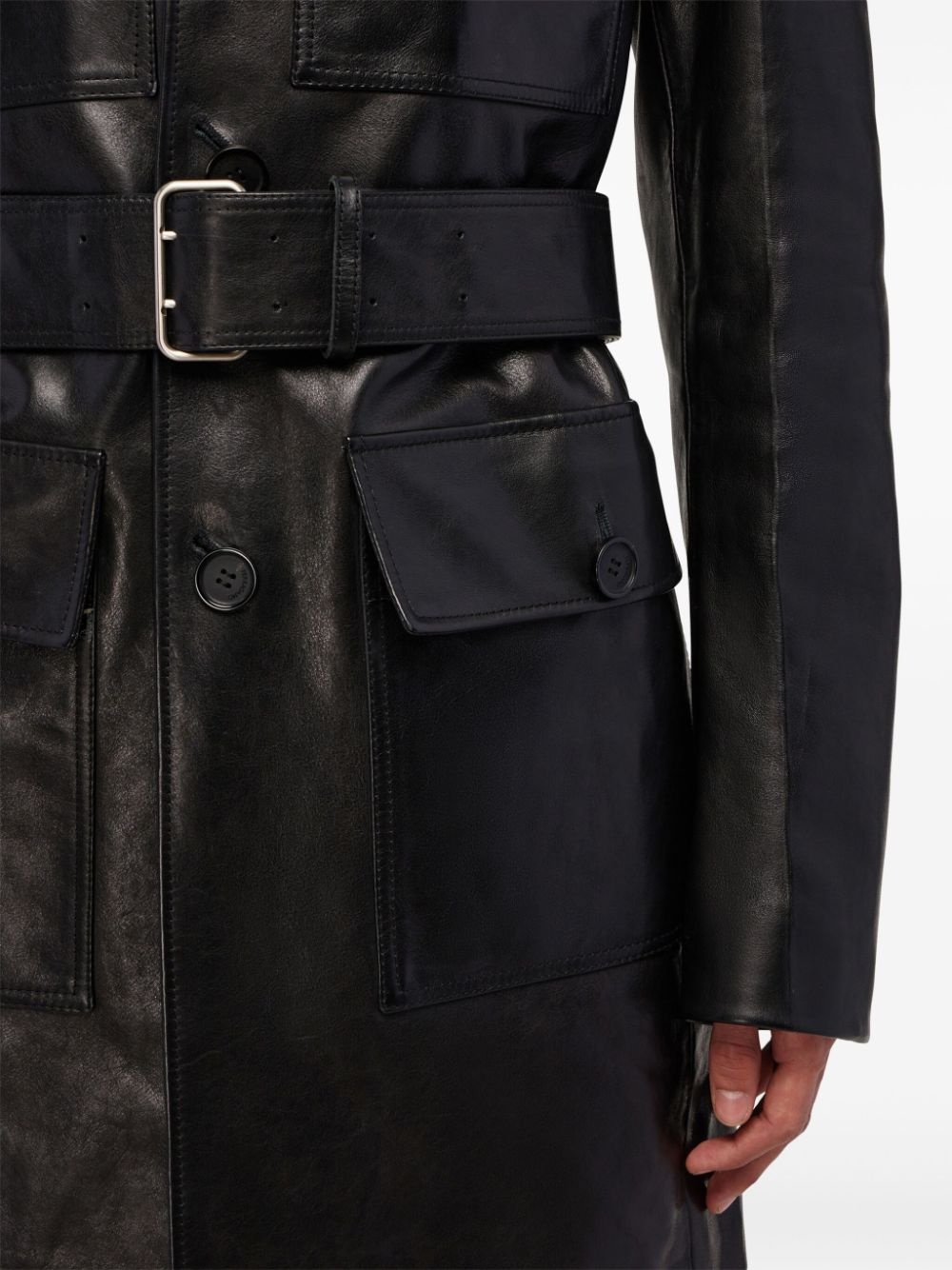 belted leather coat - 5