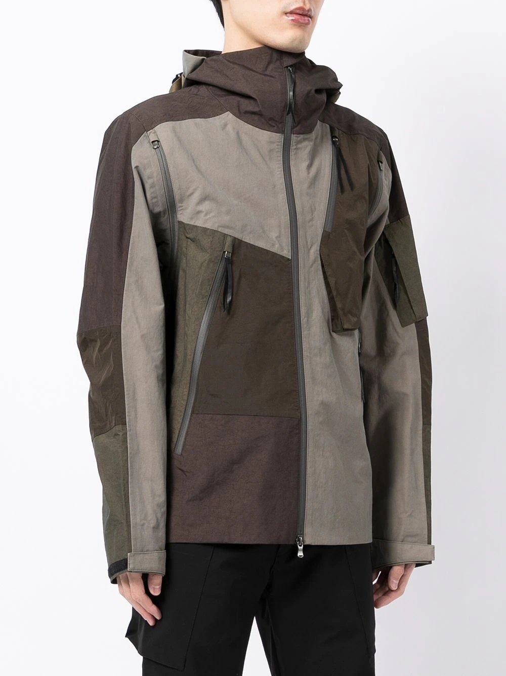 contrast-panel hooded jacket - 3