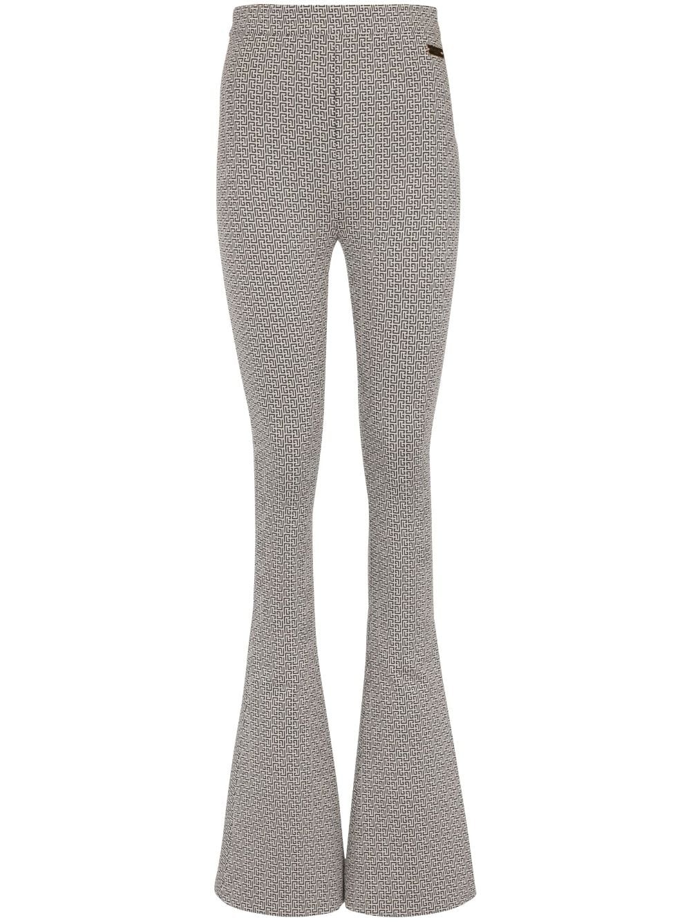 monogram jacquard flared trousers - 1