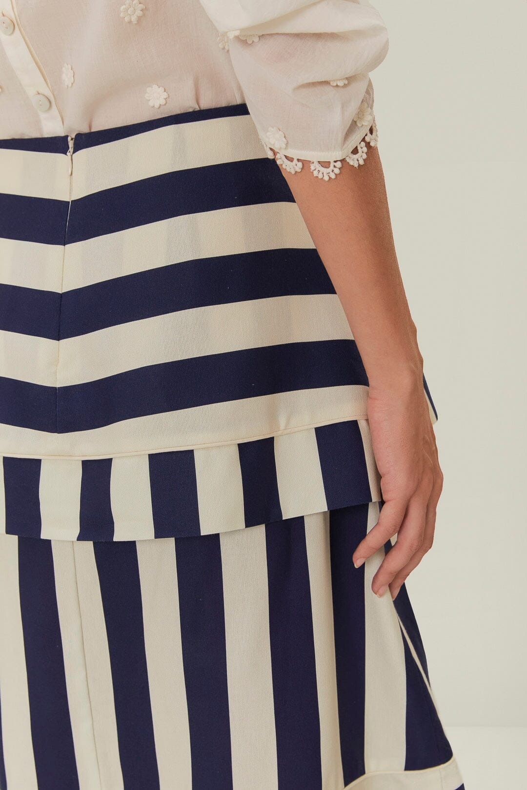 Blue Mixed Stripes Midi Skirt - 5