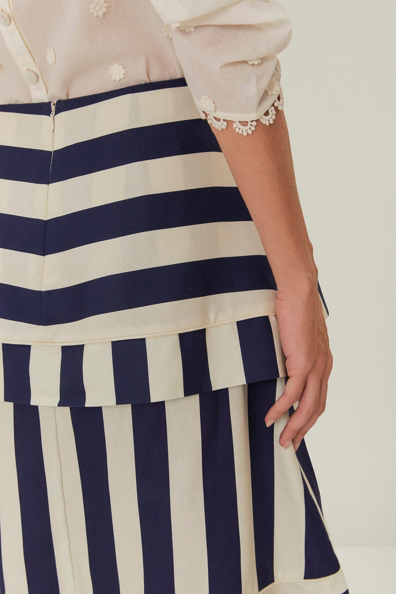 Blue Mixed Stripes Midi Skirt 5