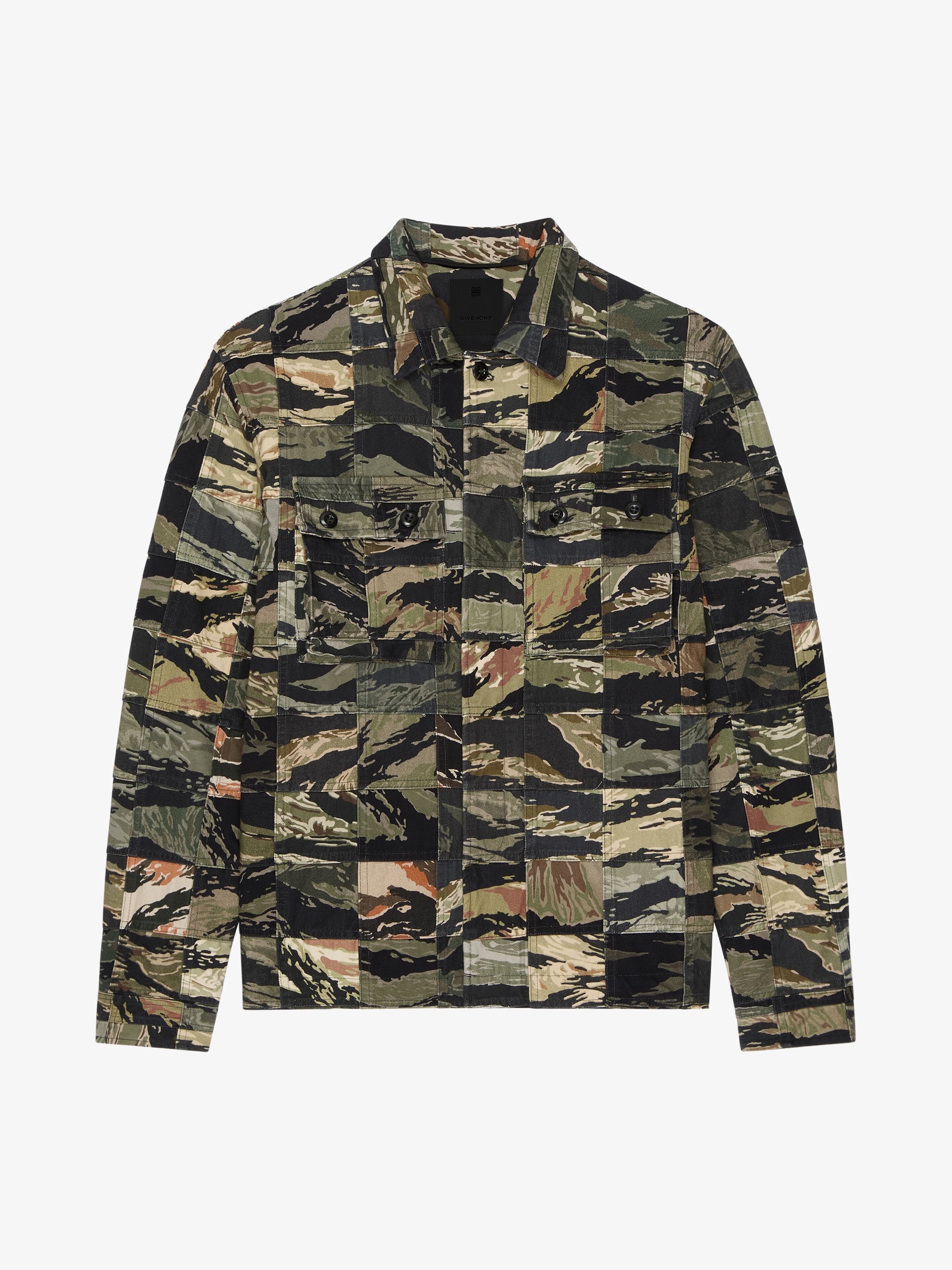 PATCHWORK SHIRT IN COTTON WITH CAMO PRINT - 1