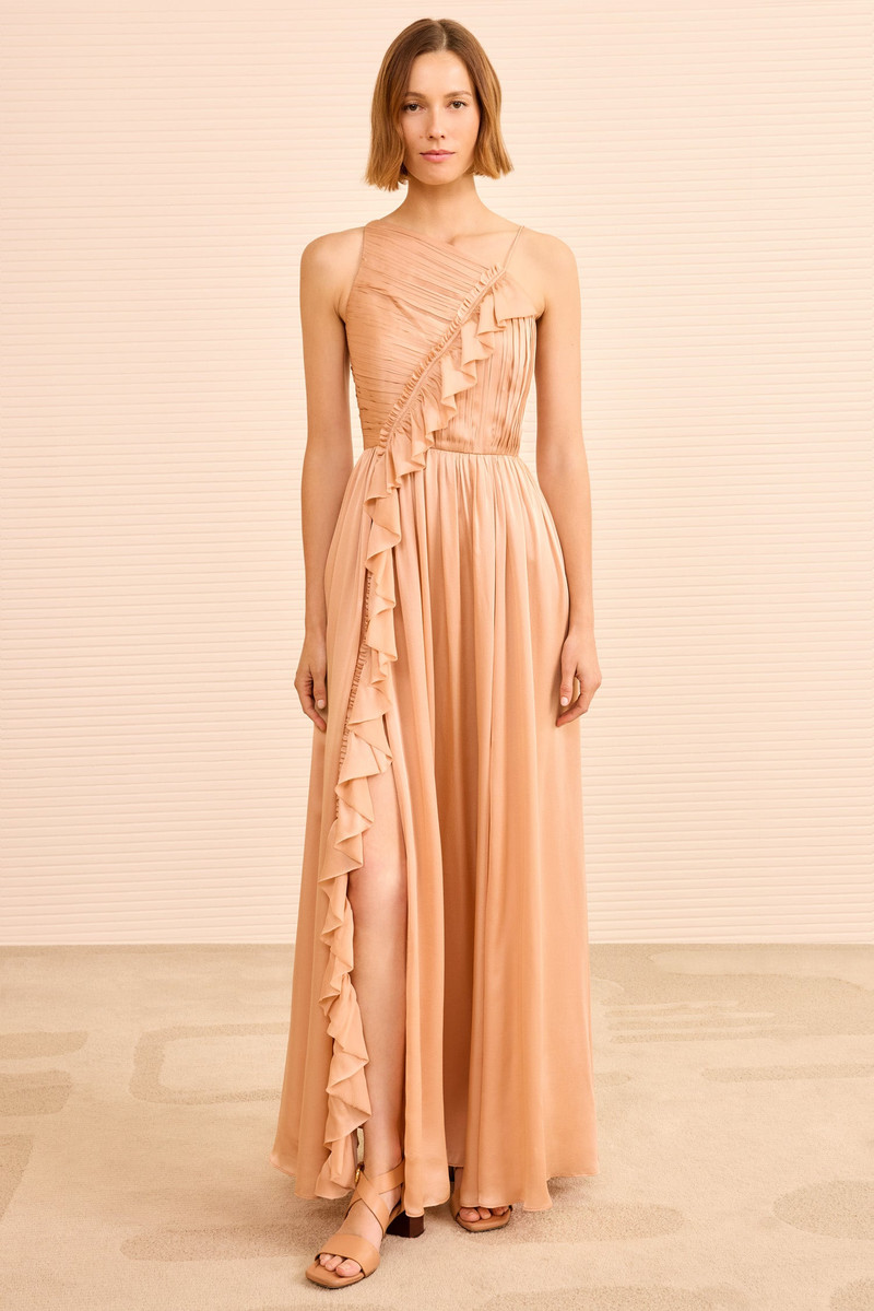 Aisha Pleated Asymmetrical Gown - 1