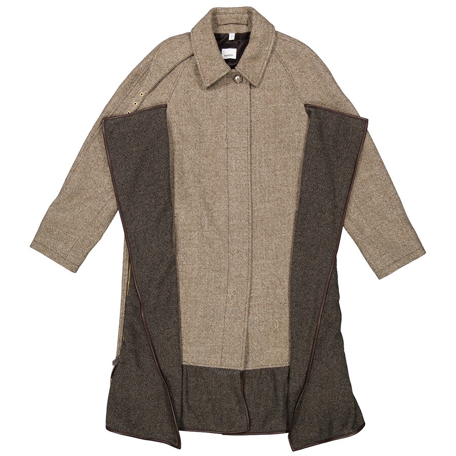 Burberry Scarf Detail Wool Mohair Tweed Car Coat - 1