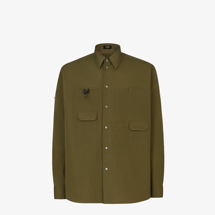 Green poplin shirt - 1