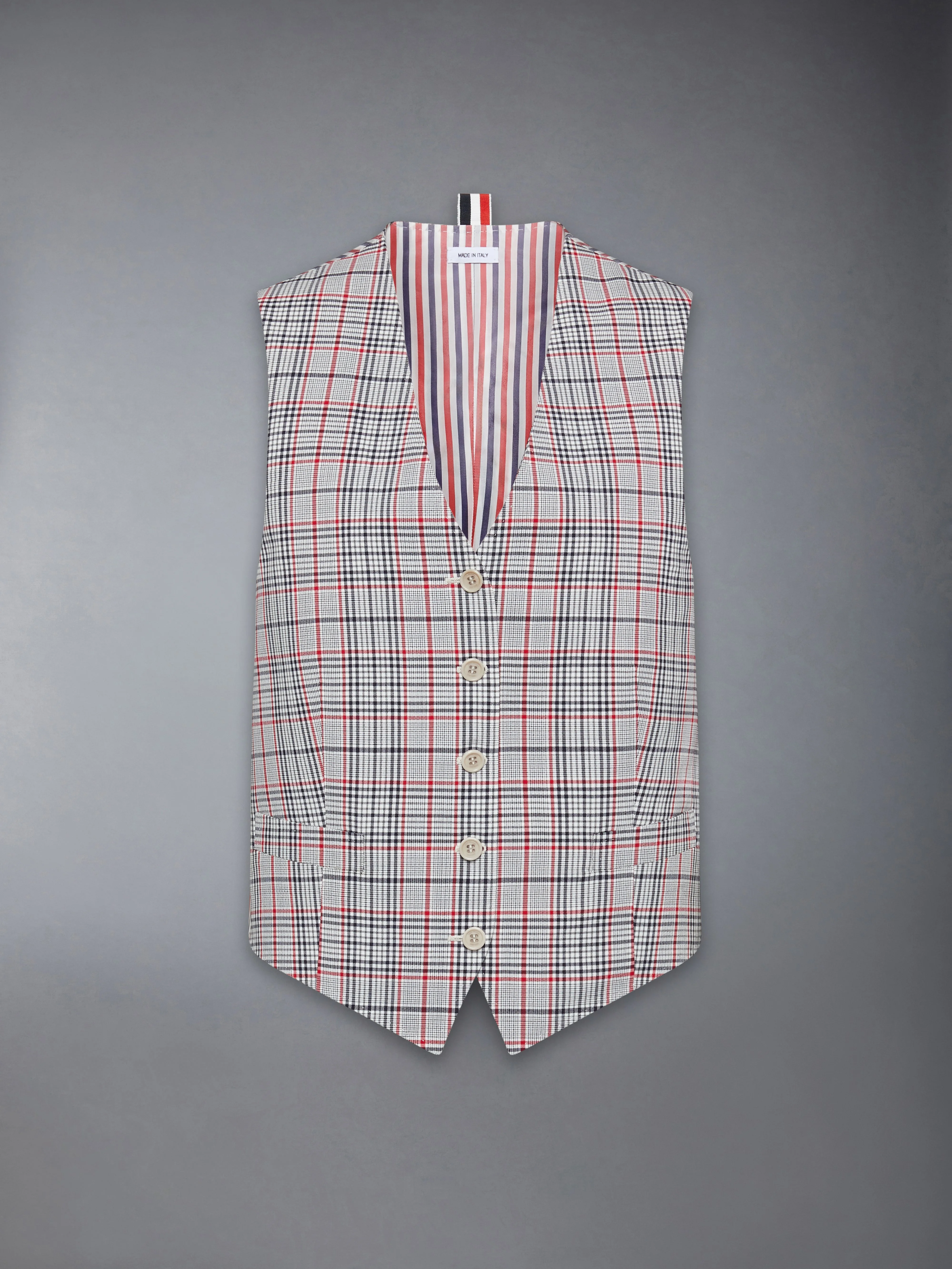 PLAID CHECK COOL WOOL VEST - 1