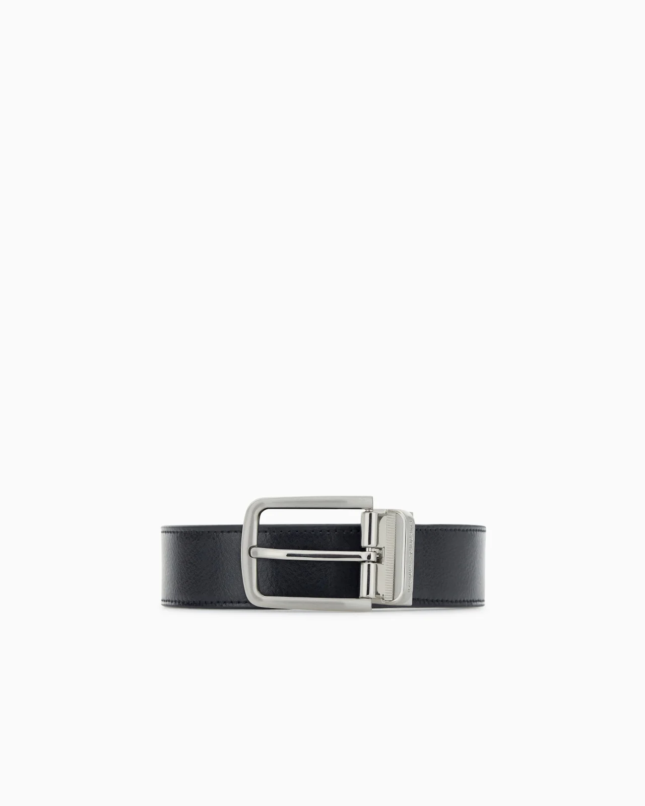 SMOOTH LEATHER TONGUE BELT WITH AN ENGRAVED METAL BUCKLE - 1