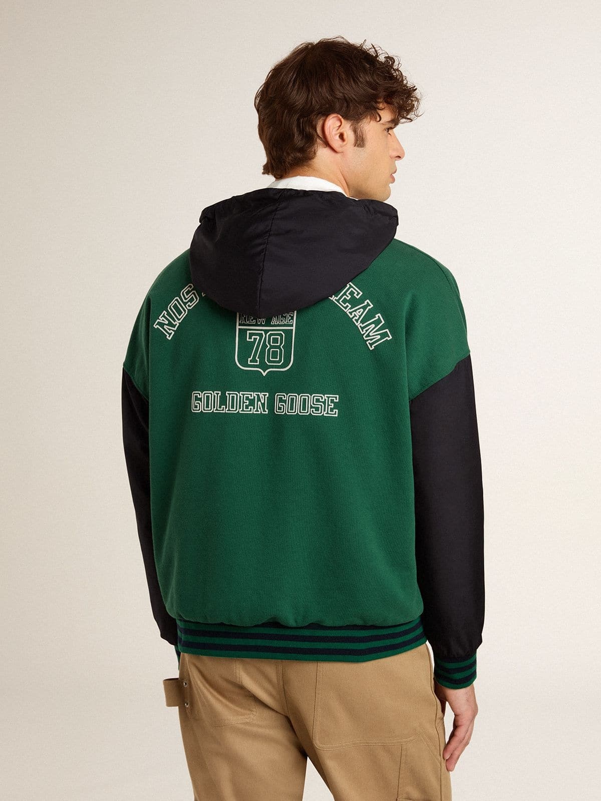 Men's green and blue reversible hooded sweatshirt - 6
