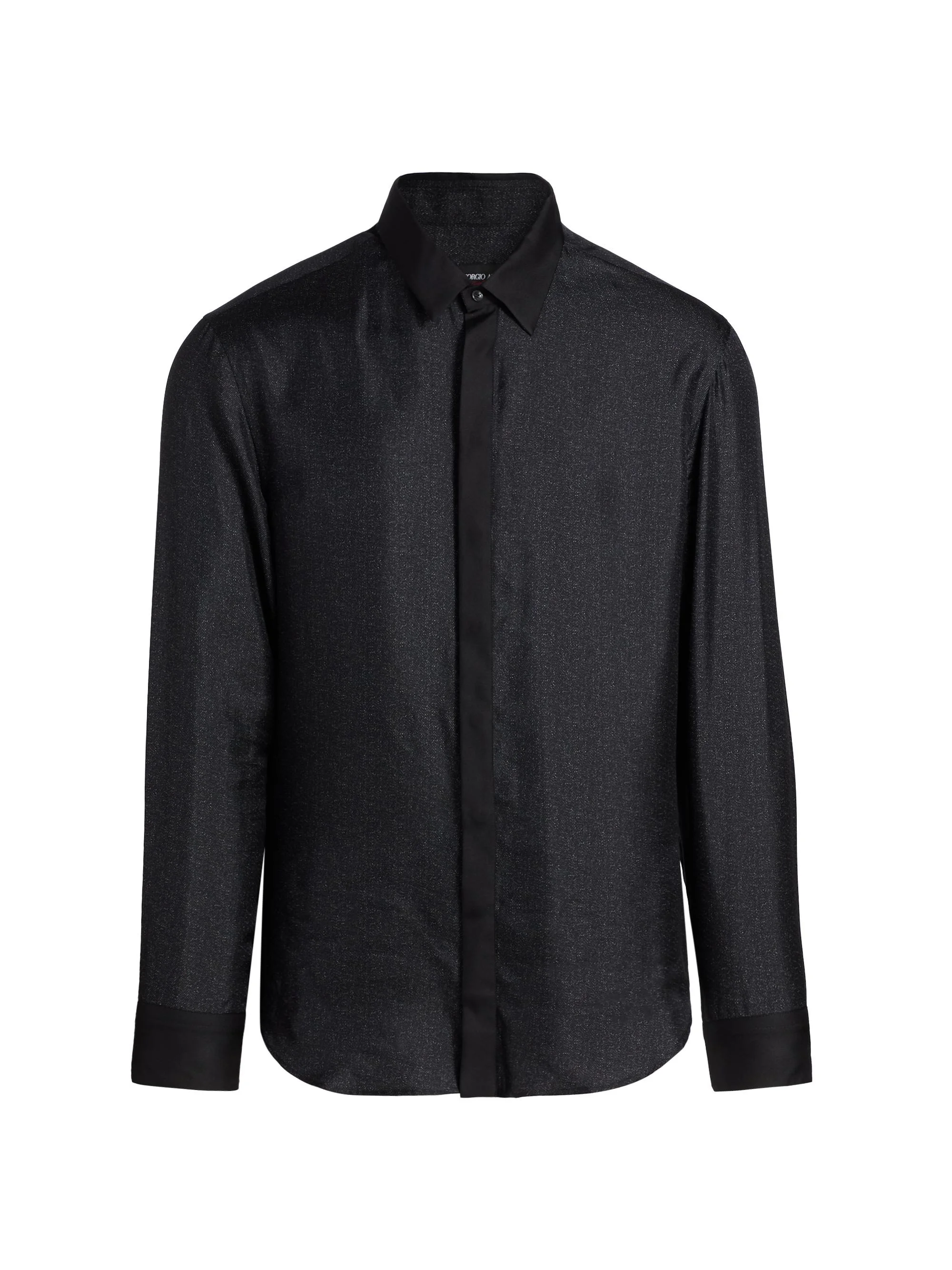 Men's Silk Sequined Tux Shirt - Black Beauty - 1