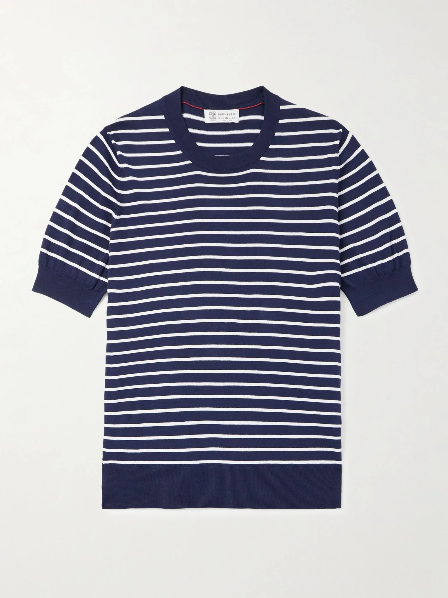 Slim-Fit Striped Cotton T-Shirt Navy - 1