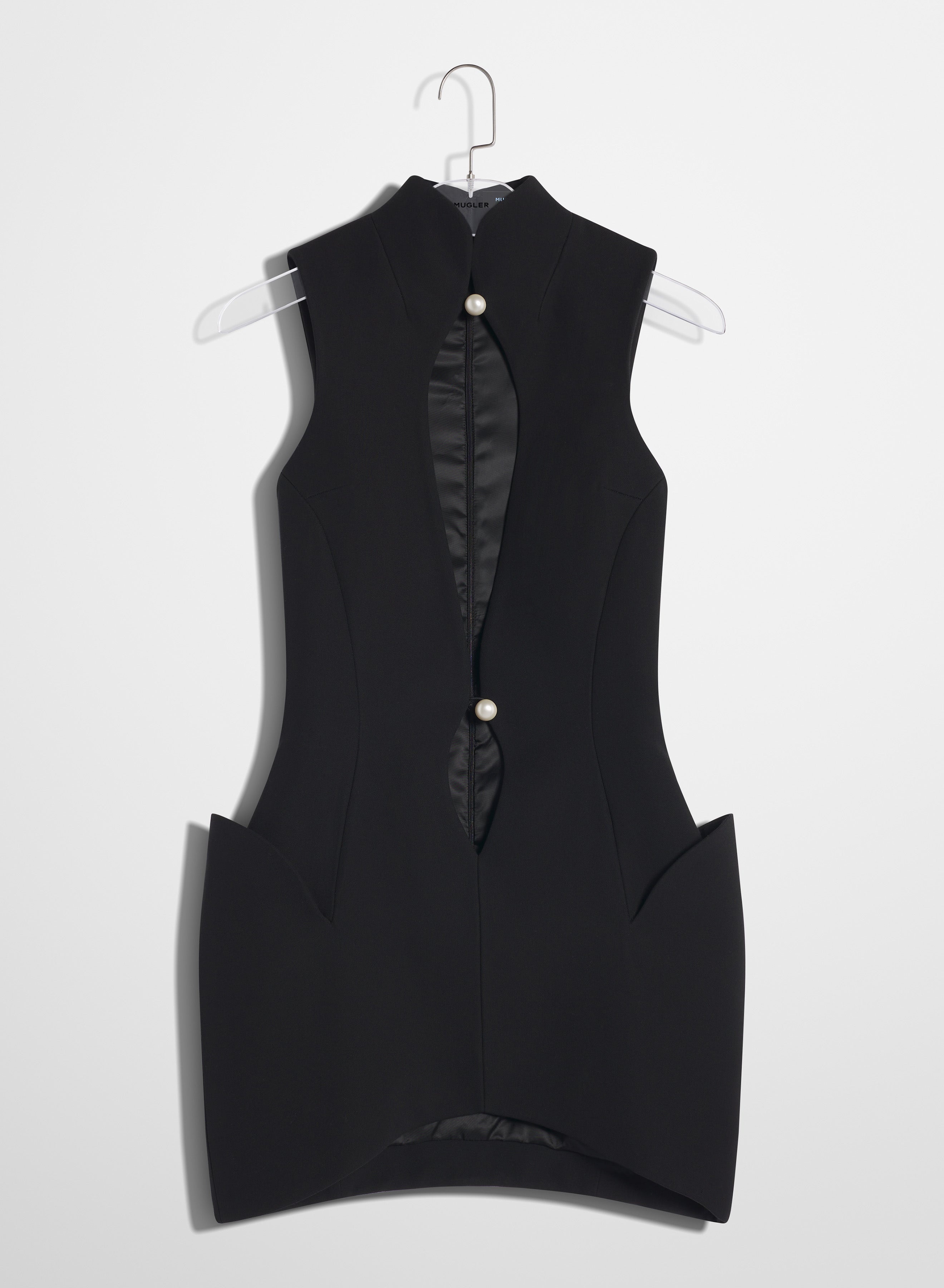 black open neckline tailored dress - 4