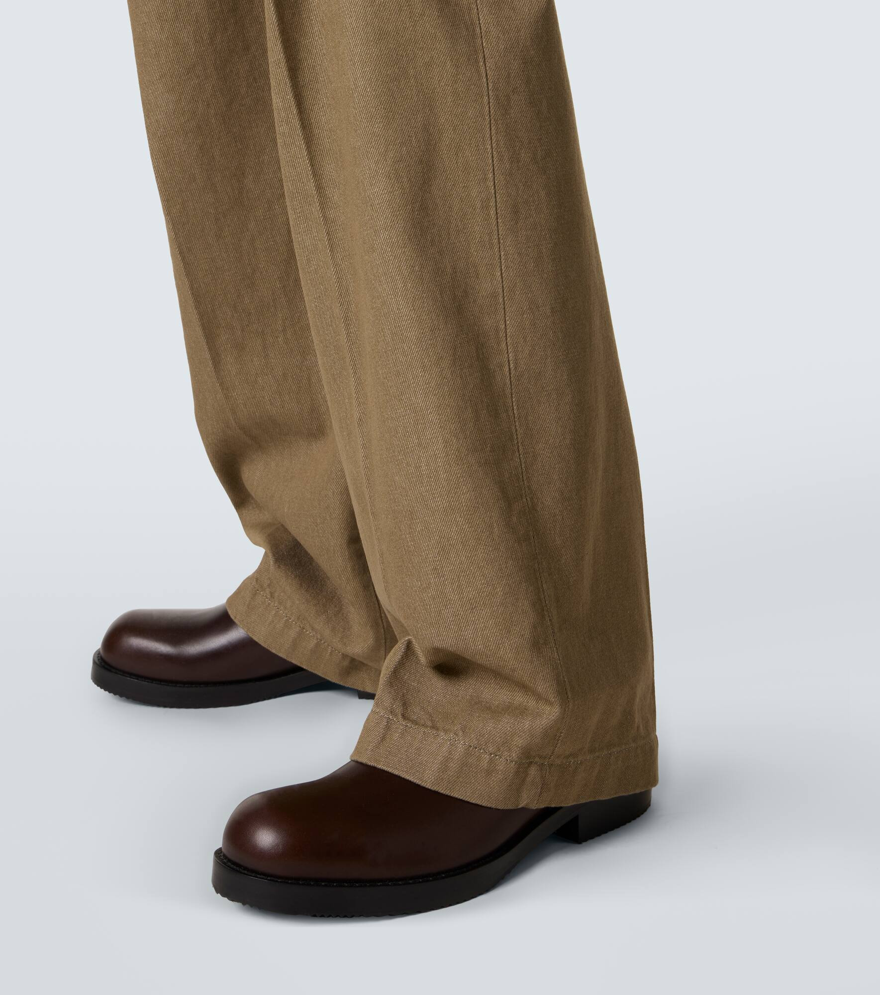 Pleated denim wide-leg pants - 6