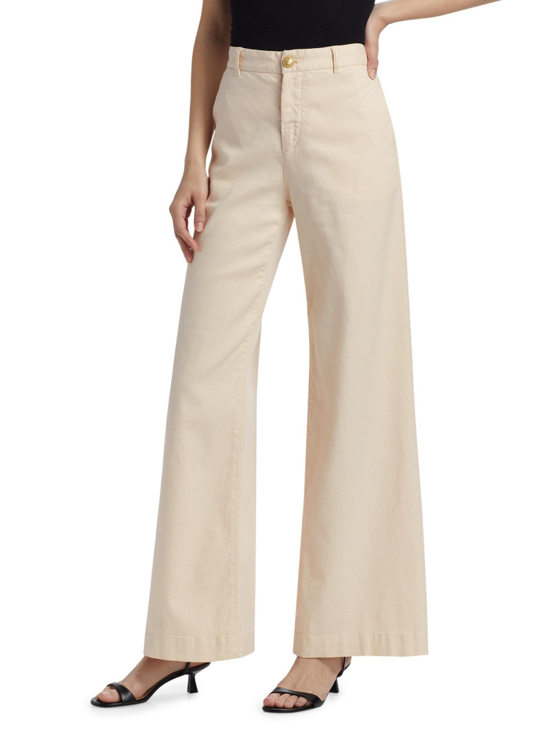 Women's Linen-Cotton Flared Pants - Ecru 4