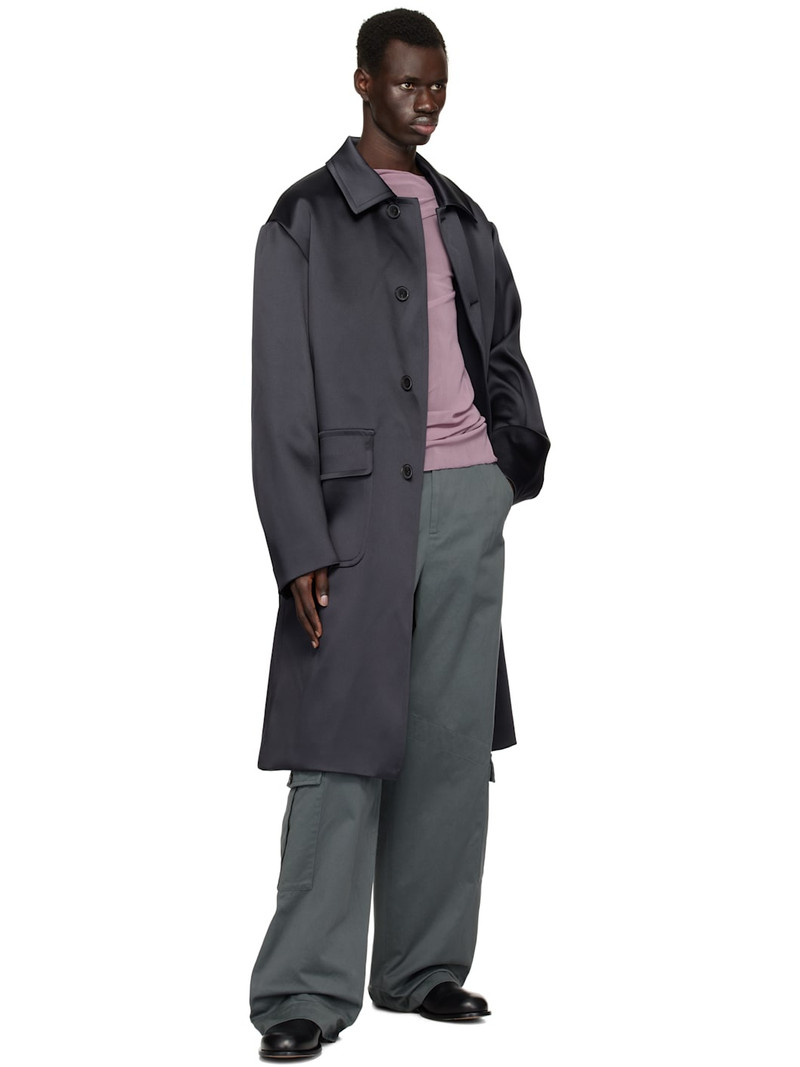 Dries Van Noten Navy Loose Fit Mac Coat outlook