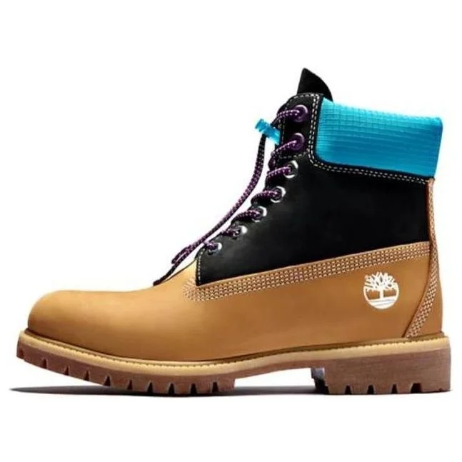 Timberland Premium 6 Inch Waterproof Boots 'Wheat Nubuck with Black and Blue Collar' A2N93231 - 1