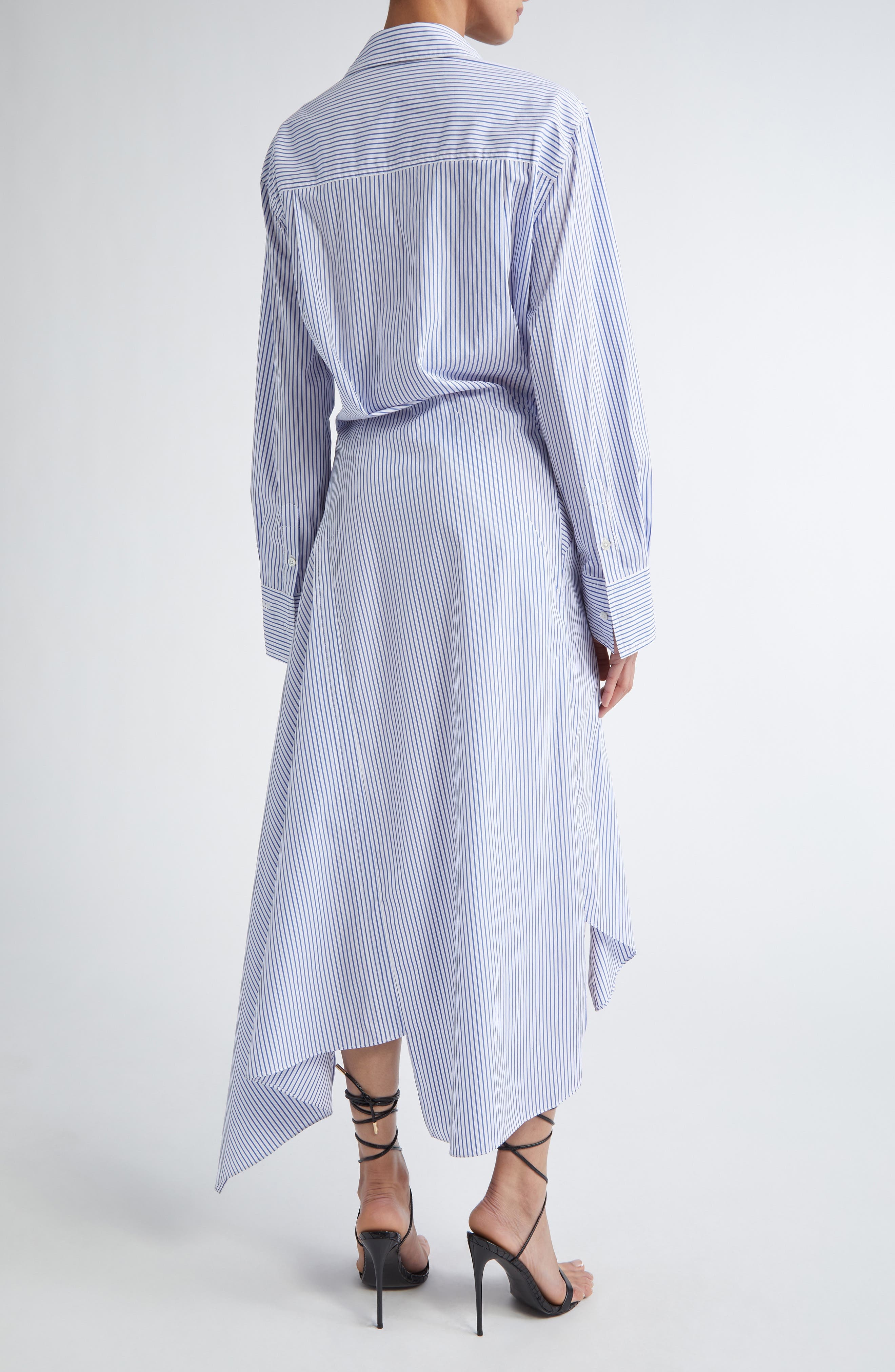 MONSE Cascade Stripe Long Sleeve Deconstructed Shirtdress in Ivory/Navy at Nordstrom - 2