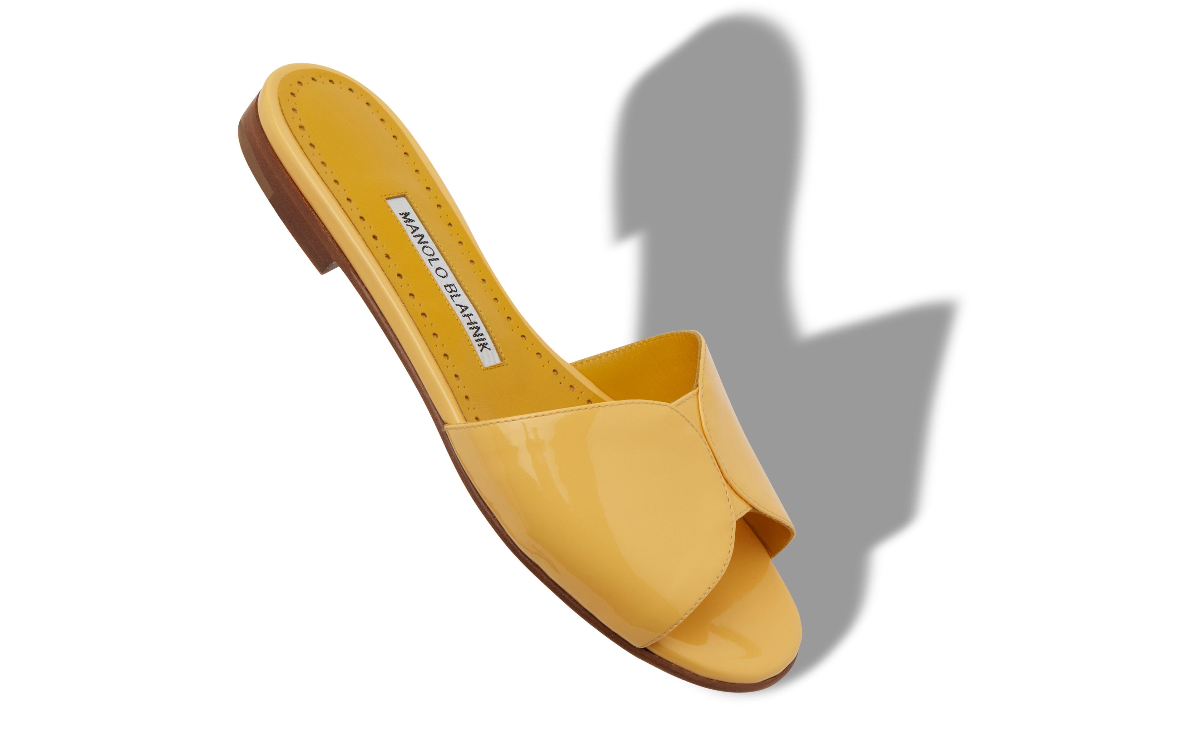 Yellow Patent Leather Flat Mules - 2