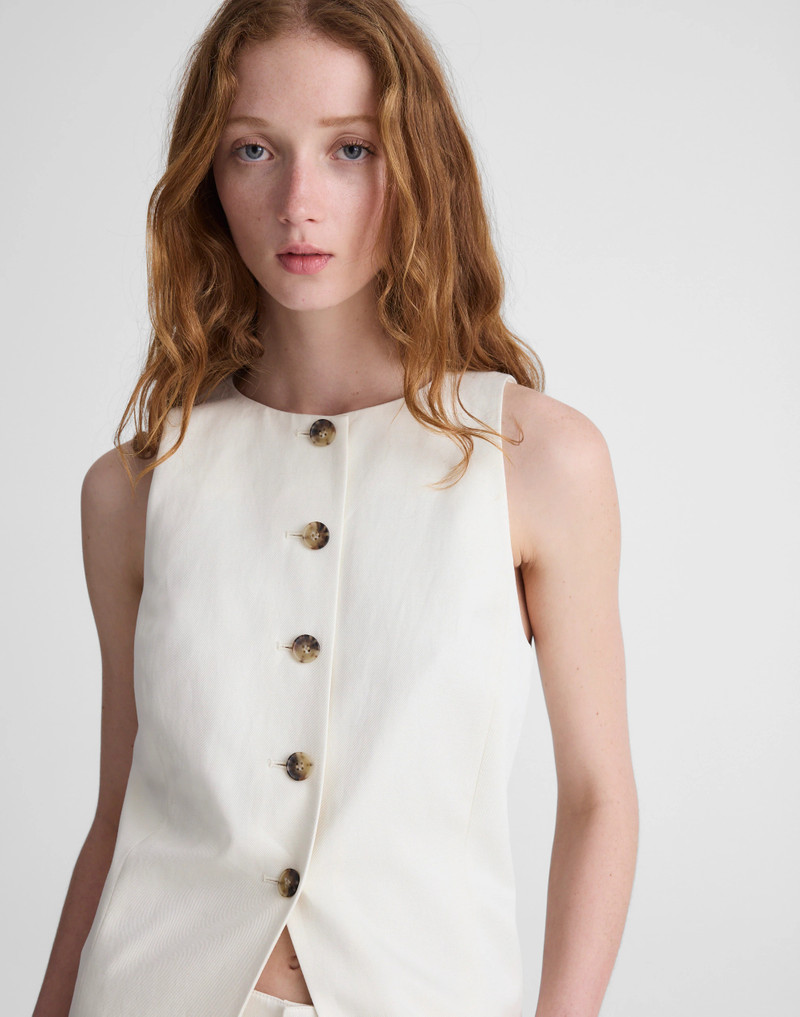 Crewneck Cutaway Vest in Drapey Twill 6