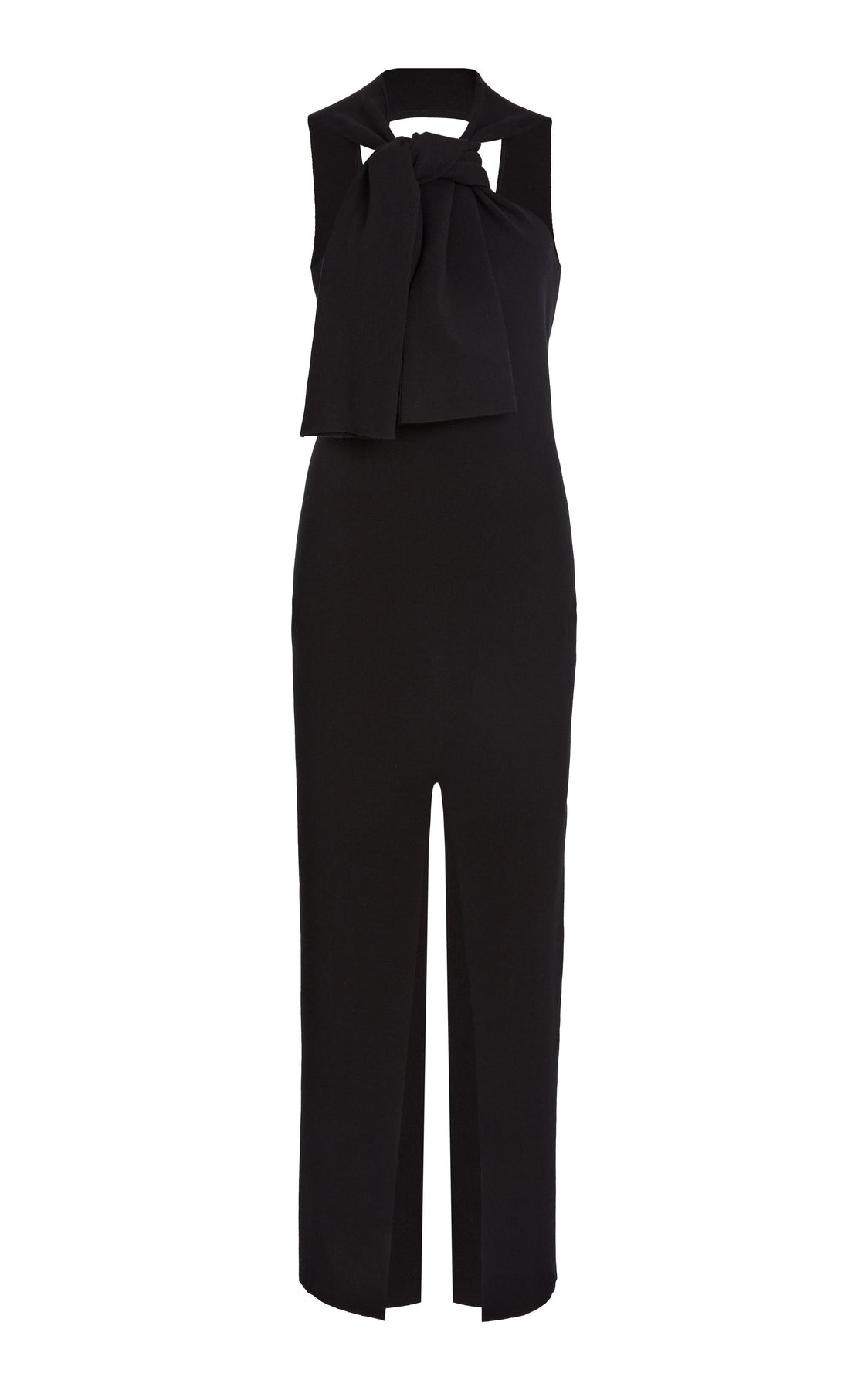 KNIT DRESS WITH NECK TIE BLACK - 8