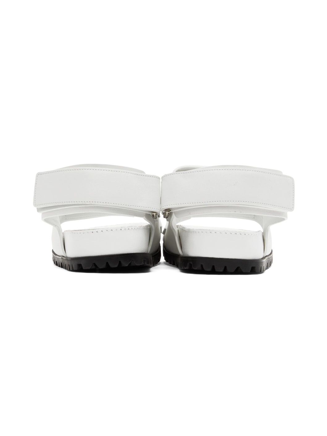 White Leather Flat Sandals - 2