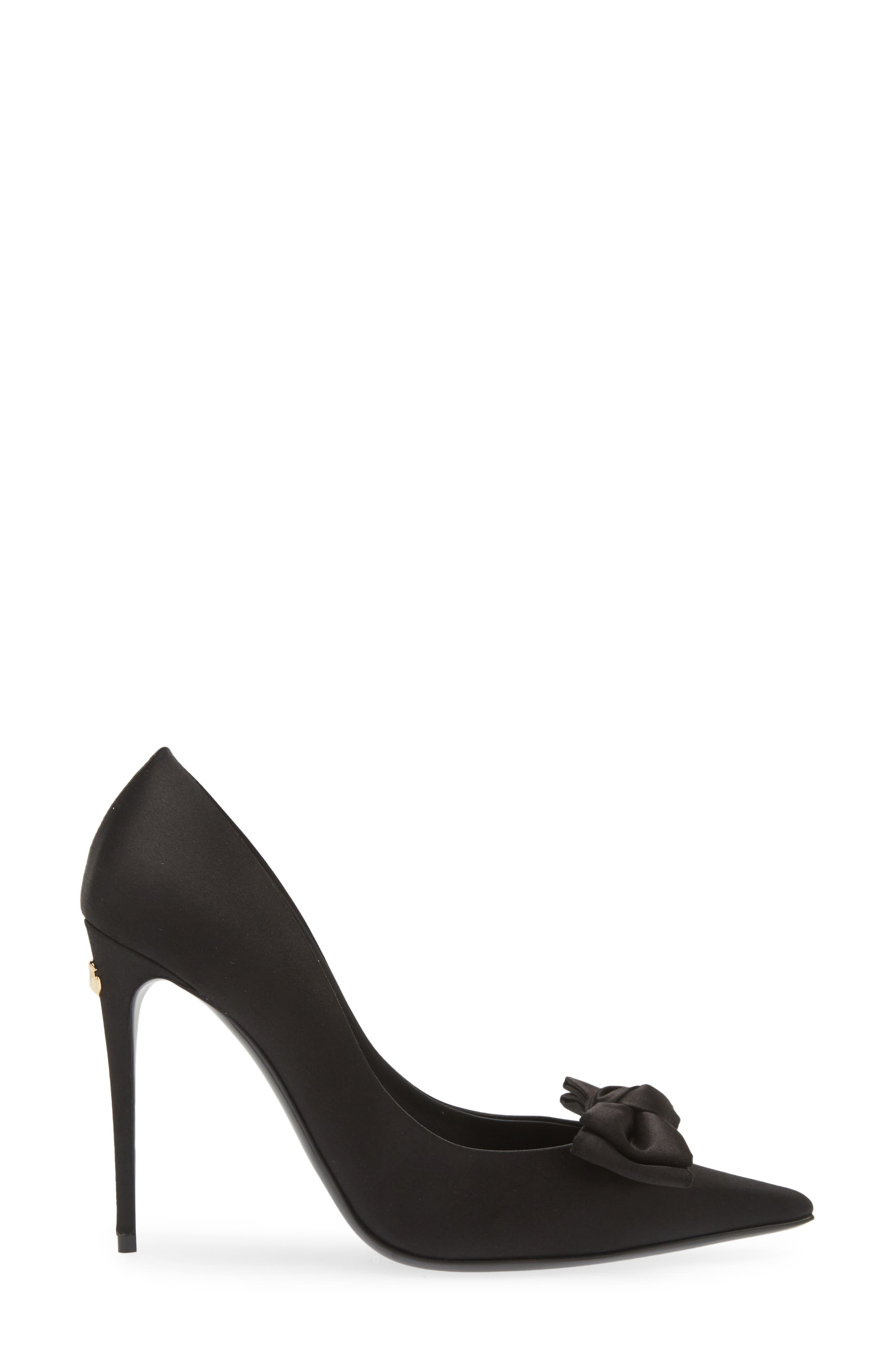 Dolce&Gabbana Mun Bow Satin Pump in Nero/Nero at Nordstrom - 3