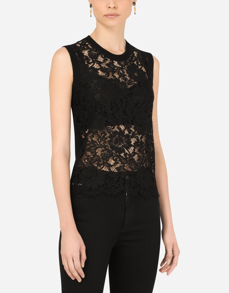 Sleeveless wool and lace sweater - 4