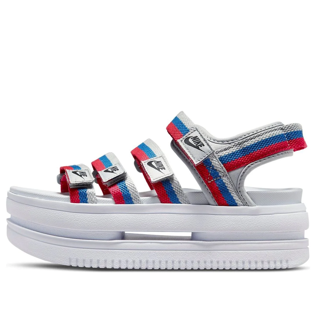 (WMNS) Nike Icon Classic Velcro Thick Sole Stylish Sports White Blue Red Sandals 'White Blue Red' DH - 1