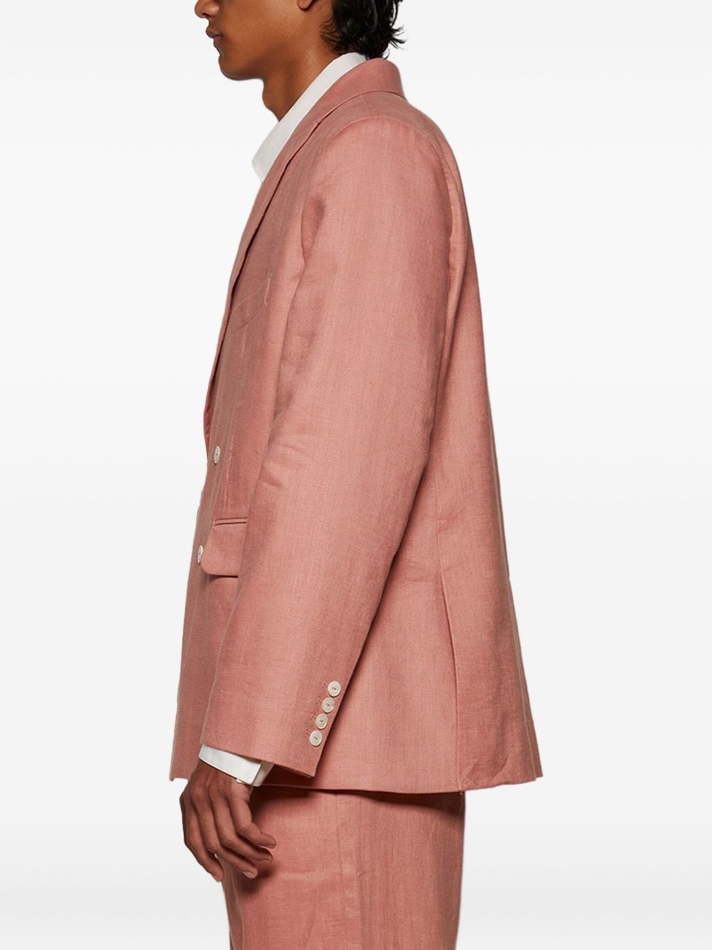 double-breasted linen jacket - 4