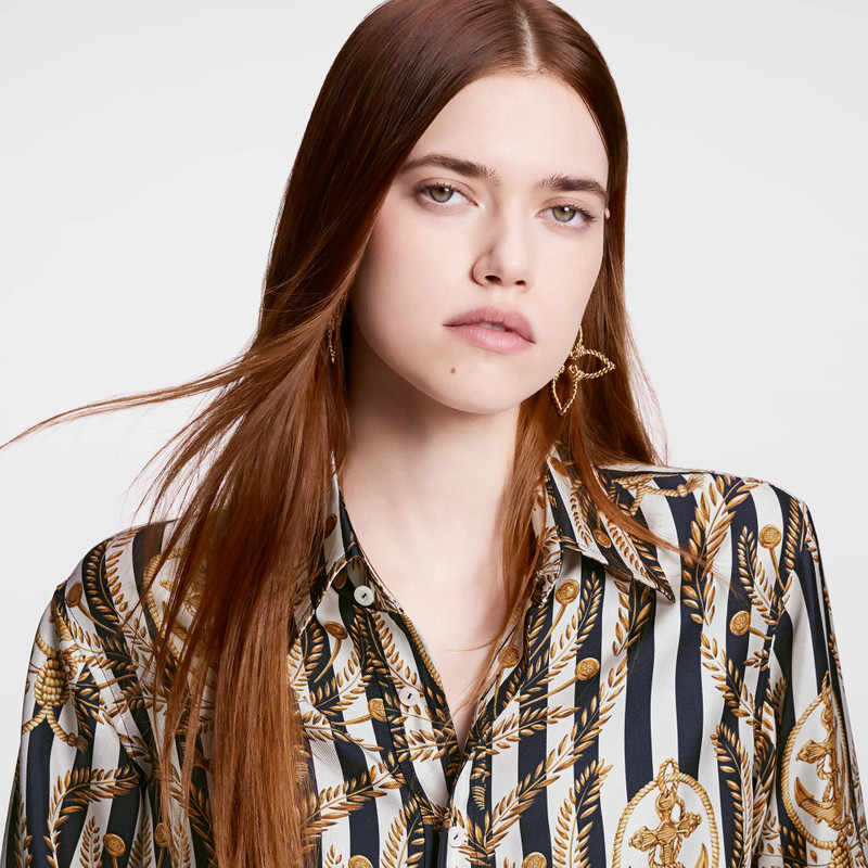 Striped Anchor Silk Shirt 2