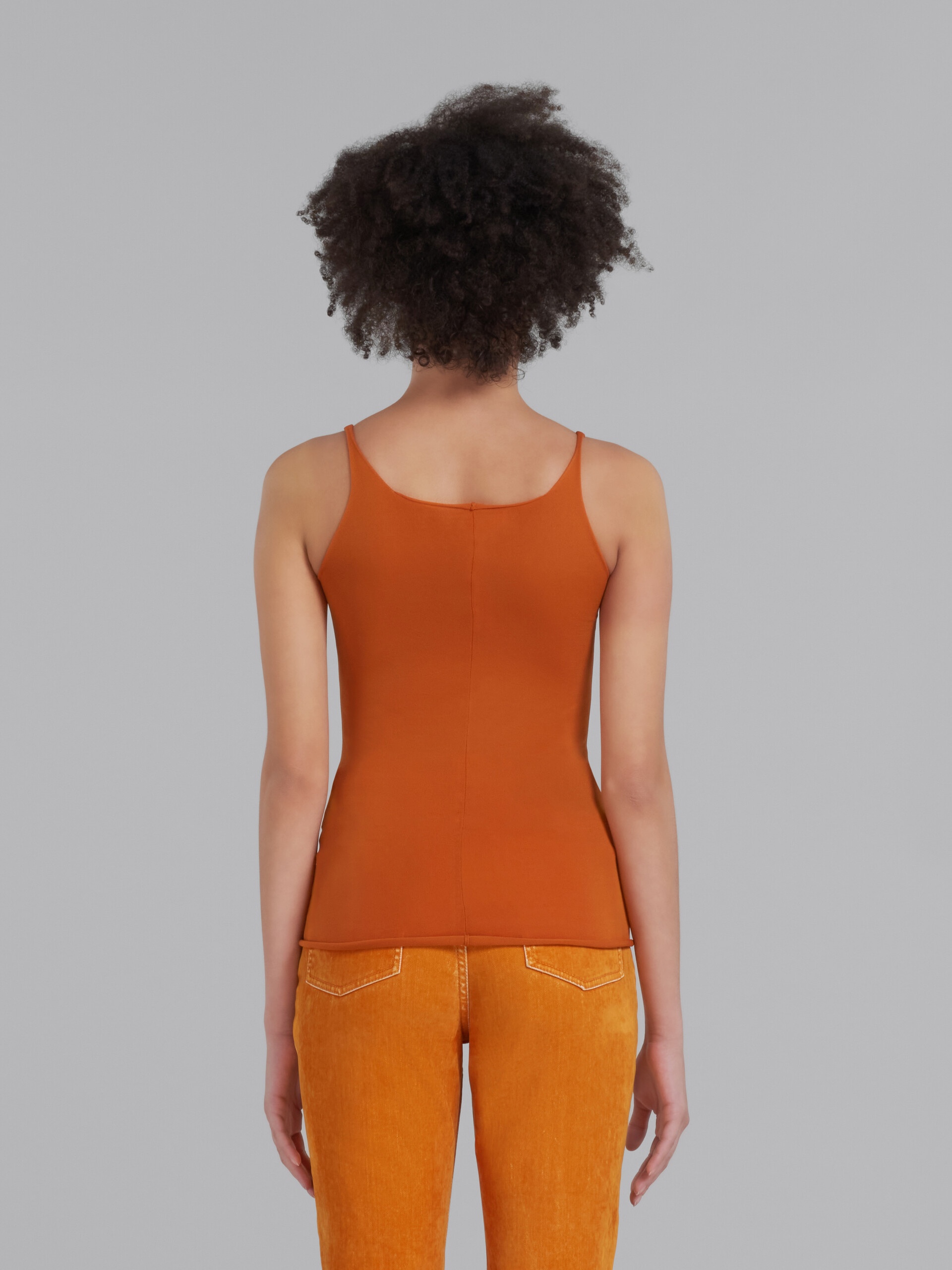 ORANGE STRETCH NYLON TANK TOP WITH INLAY - 3
