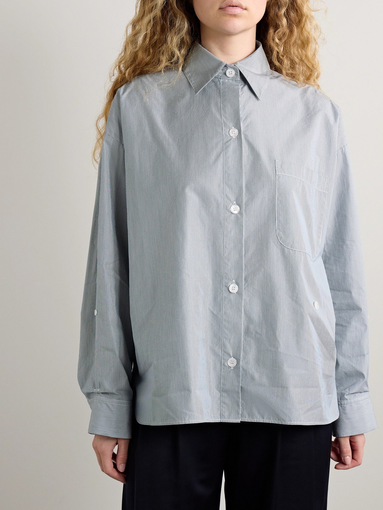 New Earl Asymmetric Striped Cotton-poplin Shirt - 4