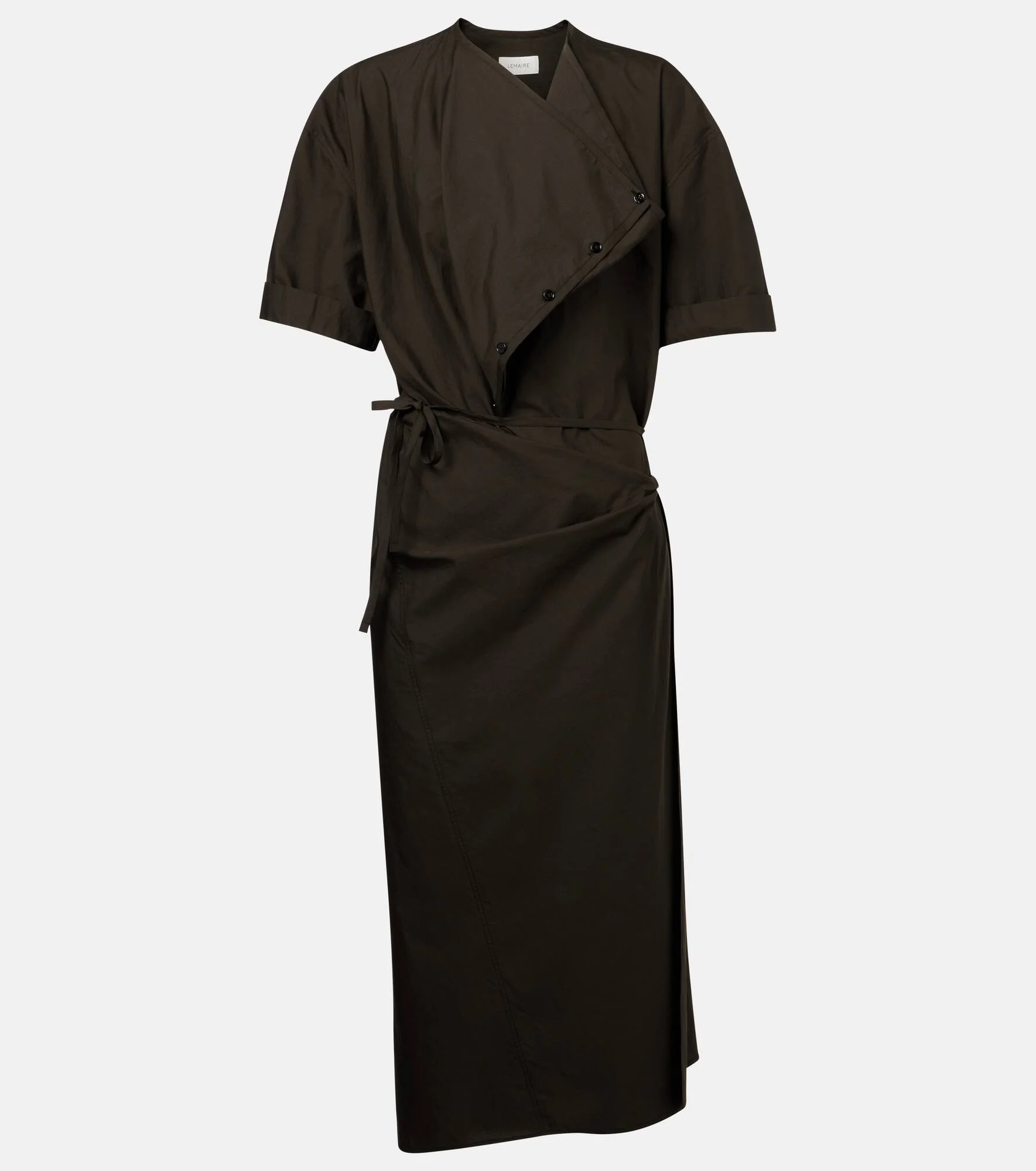 Draped cotton and silk shirt dress - 1