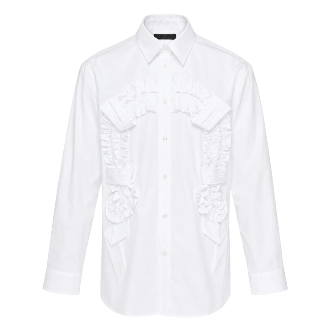 Ruffle Horseshoe Long Sleeve Shirt - 1
