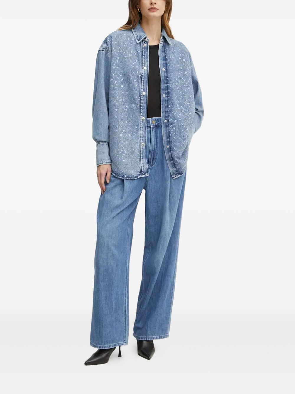crystal-embellished denim shirt - 2
