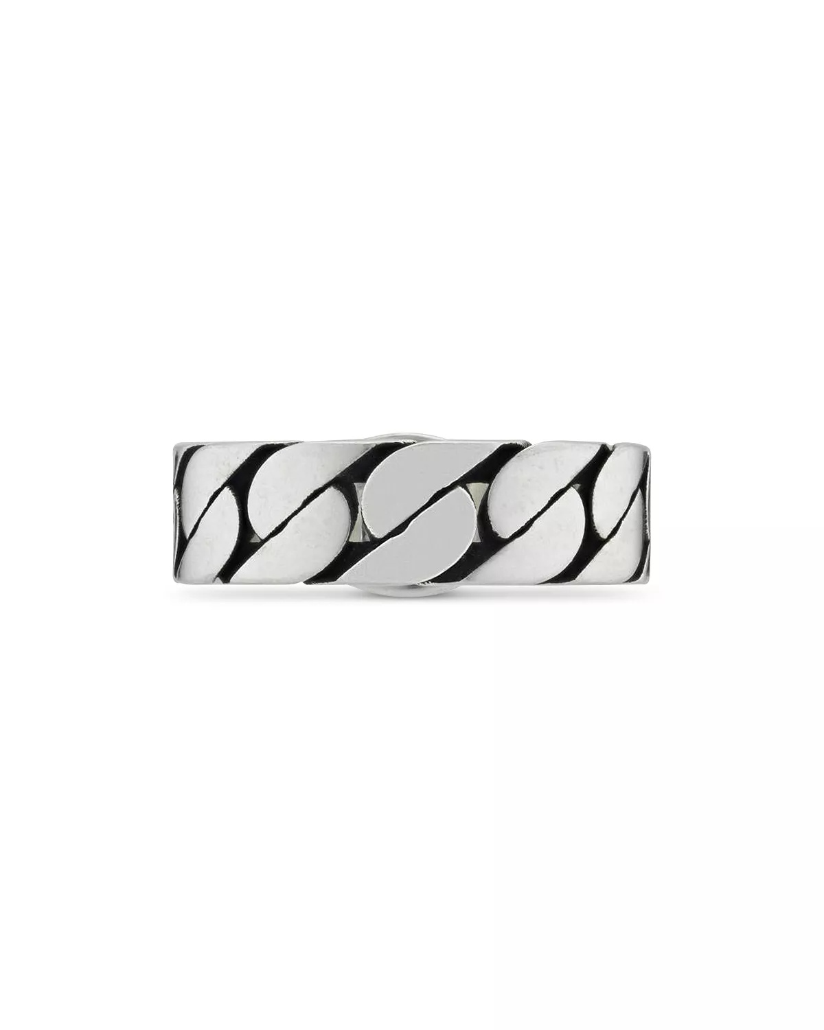 Sterling Silver Interlocking Curb Chain Ring - 4
