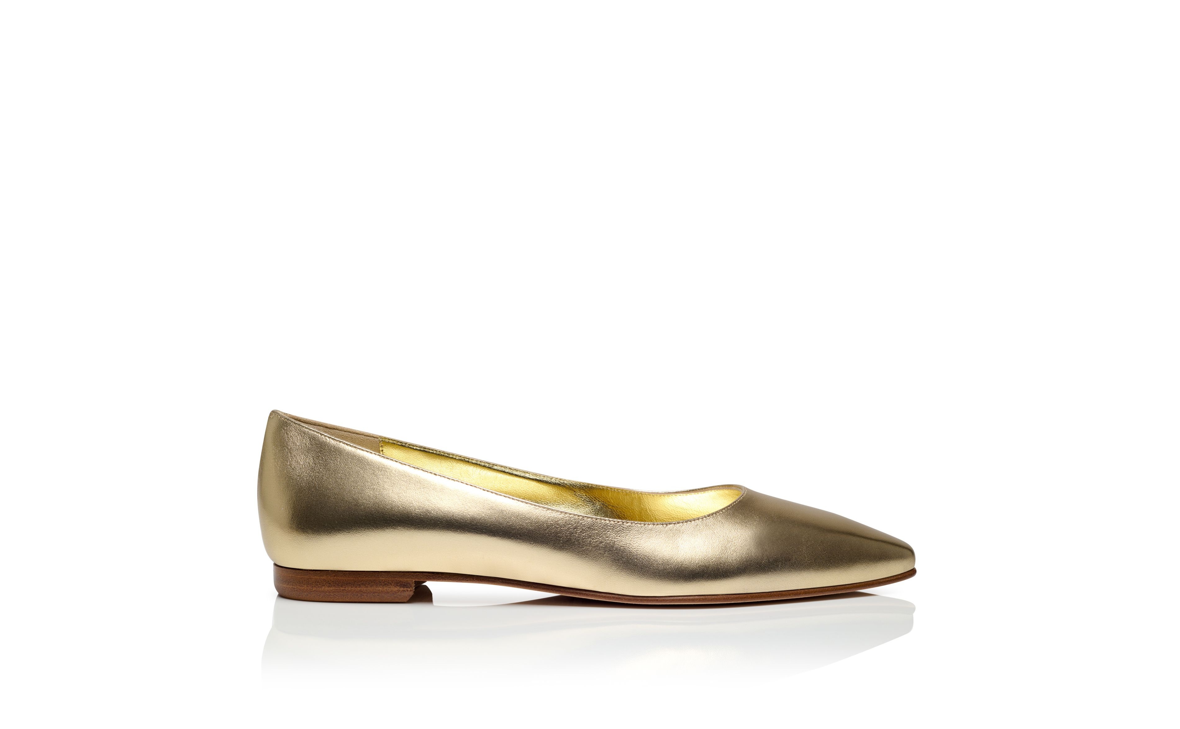 Gold Nappa Leather Flat Shoes - 1