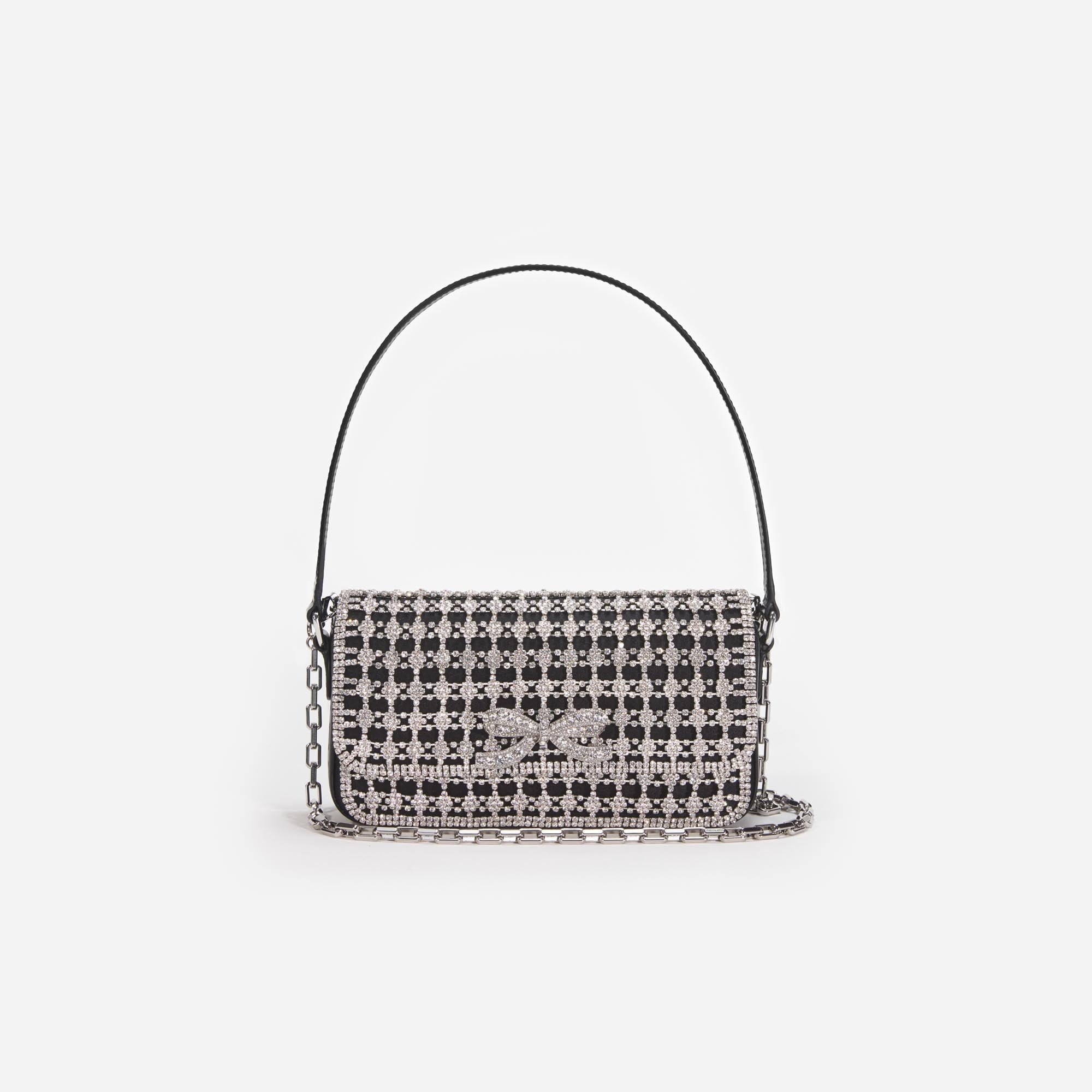 Black Crystal Baguette Bag - 4