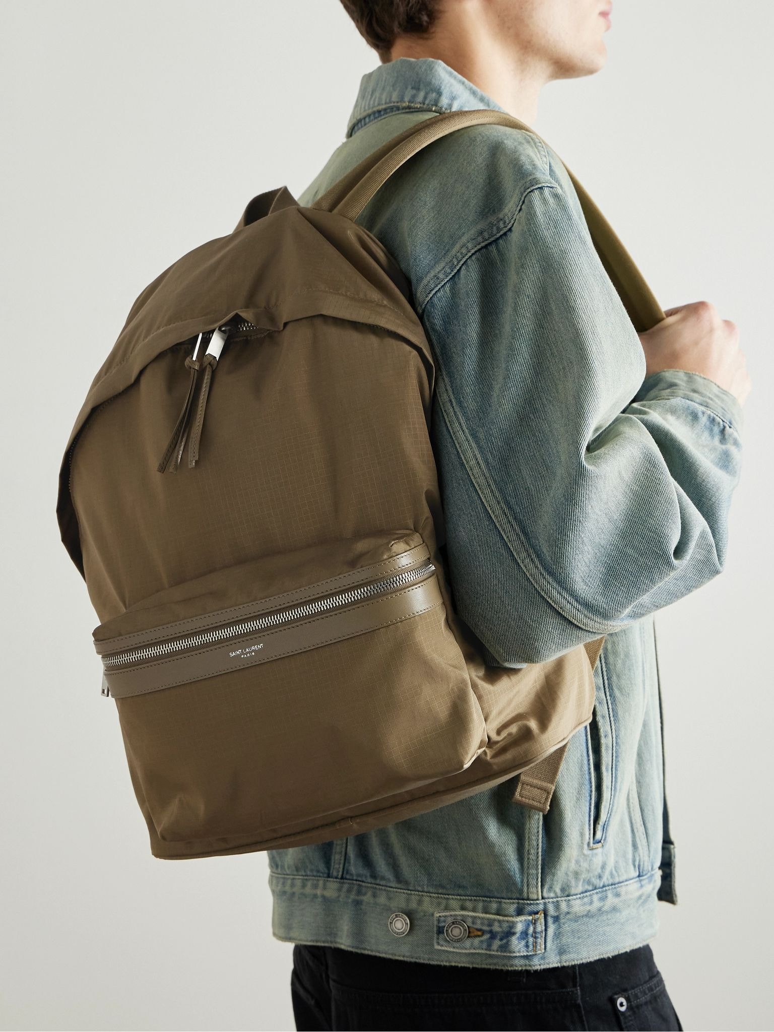 City Leather-Trimmed Ripstop Backpack Brown - 2