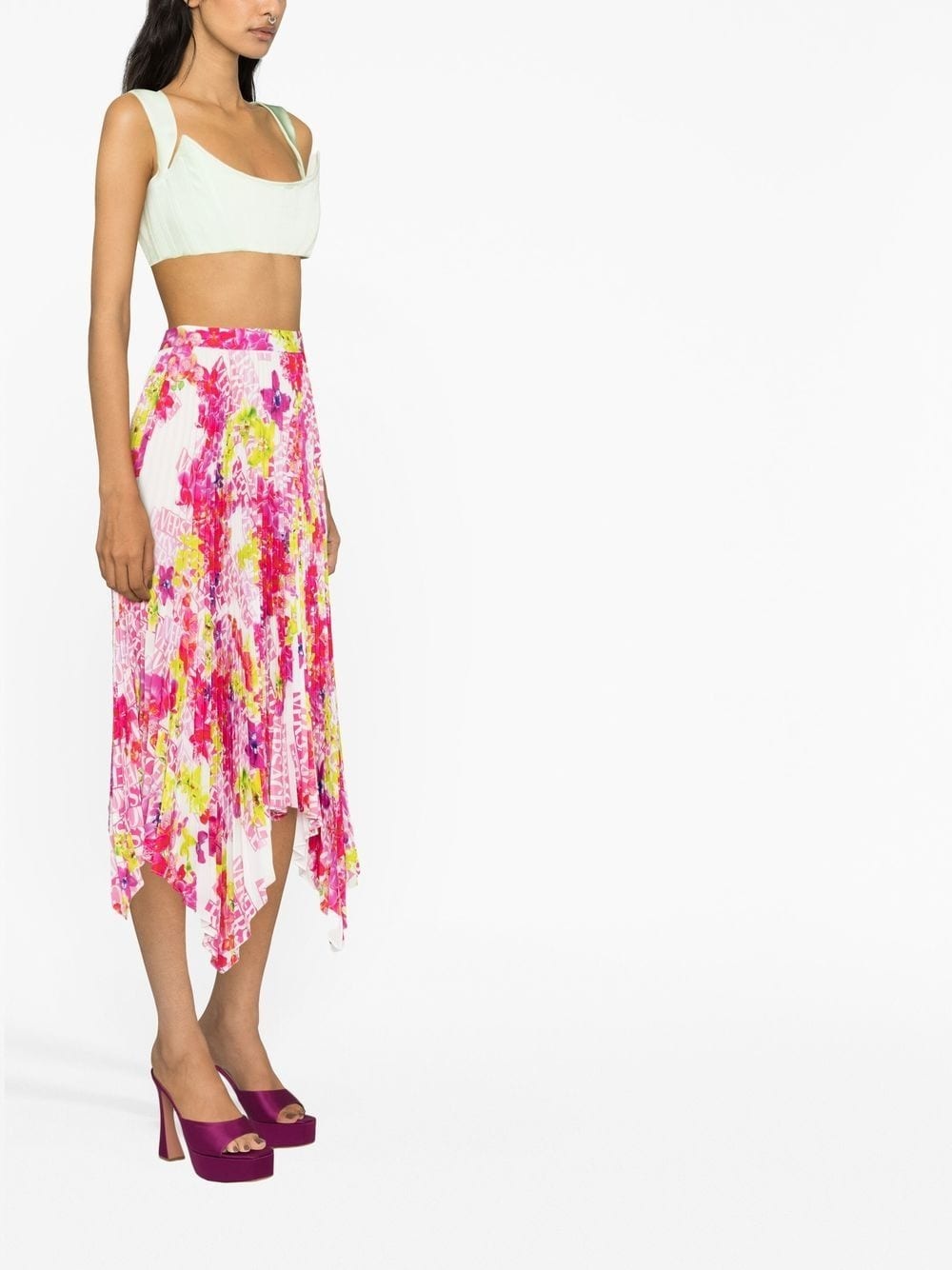 floral-print pleated skirt - 4