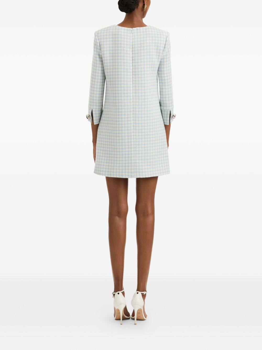 gingham-checked button-detailed mini dress - 4